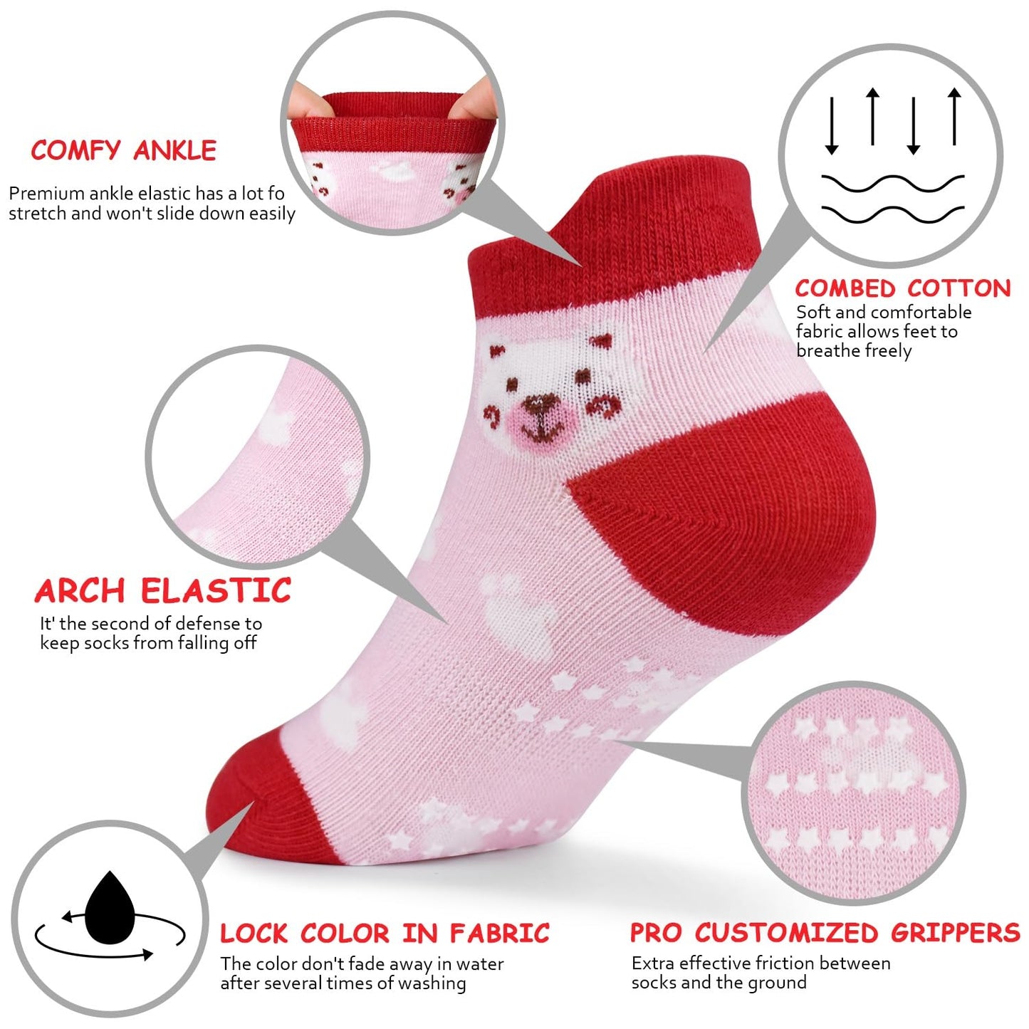 GRPSKCOS Stoppersocken Kinder 12 Paar ABS Socken Rutschfeste Socken Kleinkind Antirutschsocken für 1-7 Jahre Jungen Mädchen