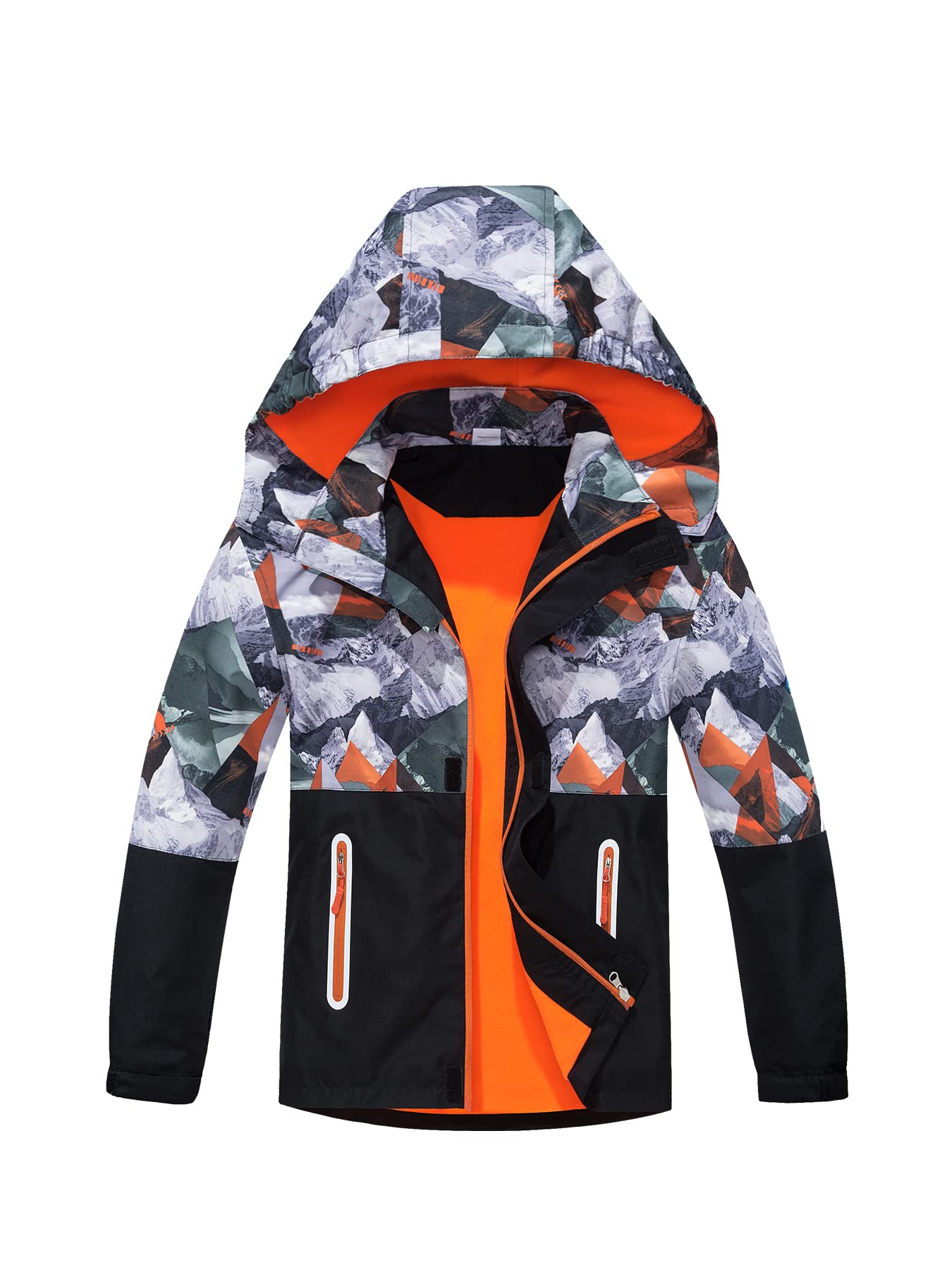 NATUST Boys' Lined Rain Jacket Wind and Waterproof Transition Jacket