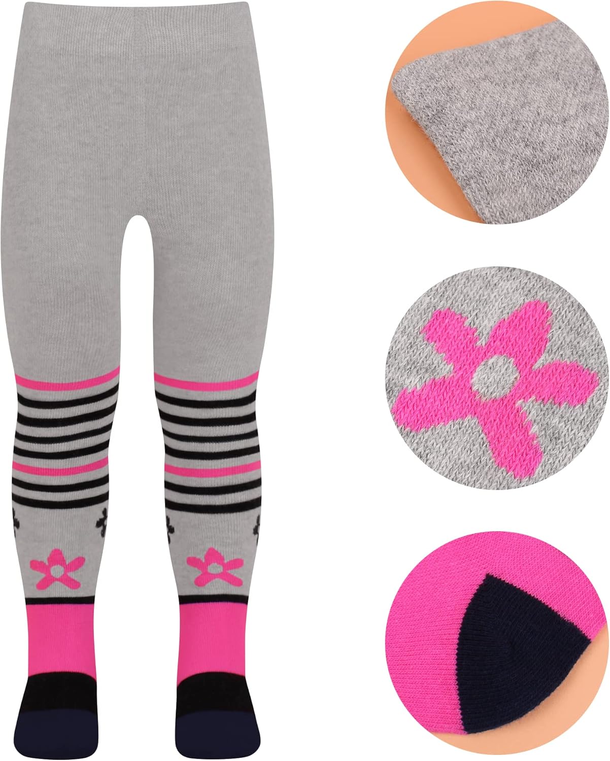 L&K-II Pack of 4 Baby Tights for Baby Girls with Dots Stripes Carzen and Butterfly Motif 2762