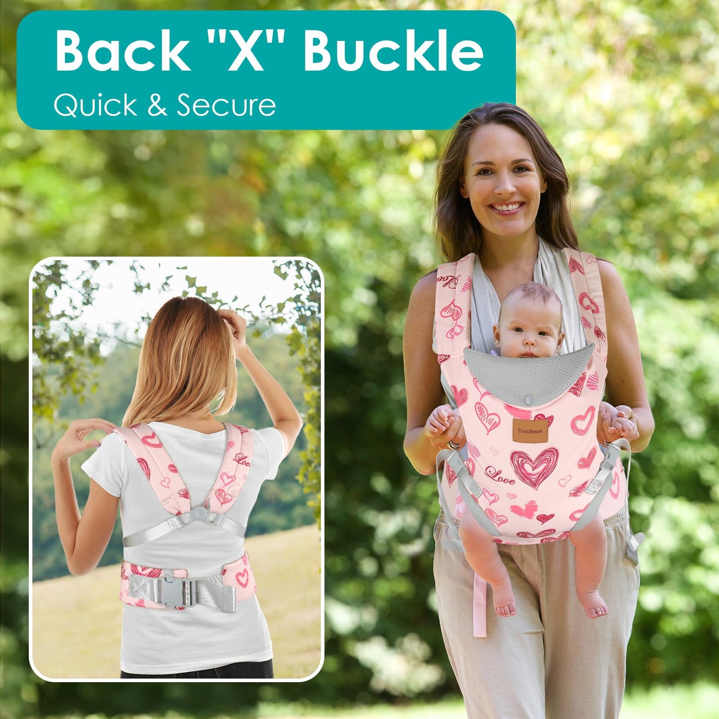 YooxArmor Babytrage für Neugeborene ab Geburt,Ergonomische gemütlich und leichtgewichtig Babybauchtrage mit Nackenstütze,Rückentrage Baby-Tragetasche Geeignet für 3-30 kg