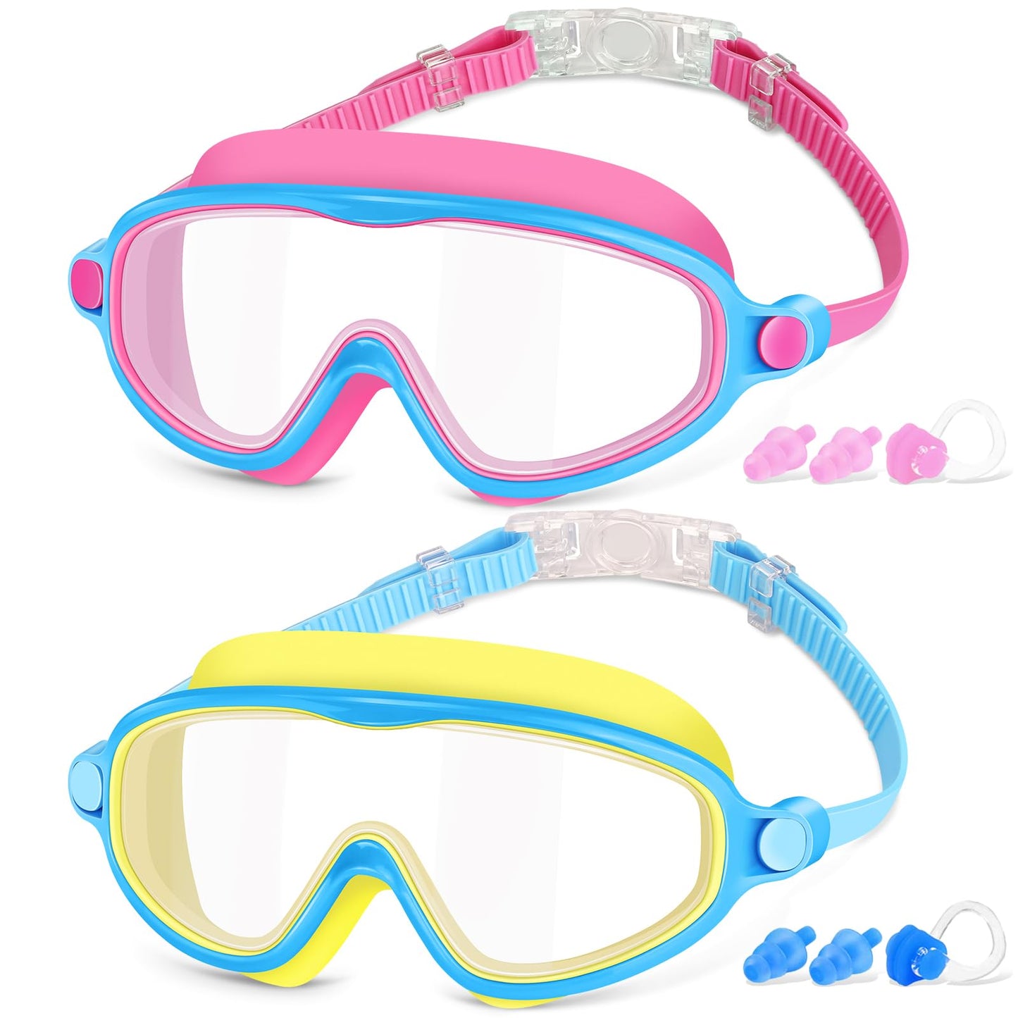 COOLOO Schwimmbrille Kinder, 2 Stück Taucherbrille Kinder 4-14 Jahre Anti-Beschlag, UV-Schutz, KEIN Auslaufen verstellbare Silikon-Schwimmbrille für Kinder, Mädchen, Jungen