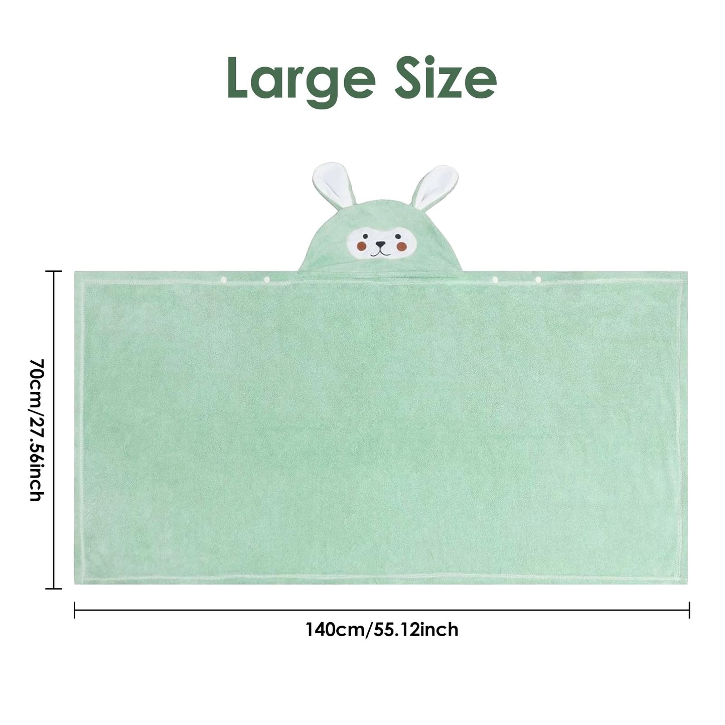 decalsweet Badetücher Badehandtuch Kinder, Groß Geschmeidigkeit Besonders Saugfähig Kapuzen-Babybadetuch, Korallfleece-Kinderhandtuch für Bademantel Jungen Mädchen, 70 x 140 cm (Blau Elefant)