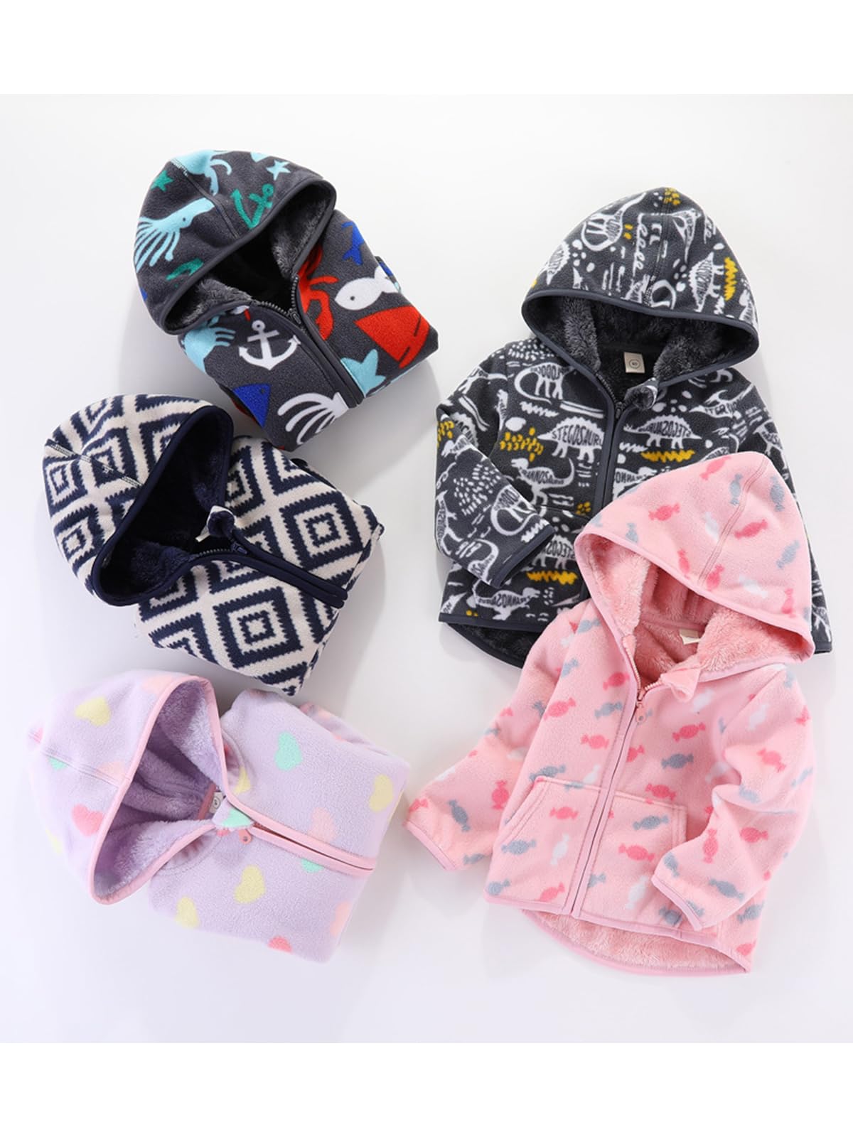 LUVCES Baby Jacket Boys Unisex Toddler Girls Kids Warm Fleece Jacket Full Zip Pullover Outerwear Sweatshirt