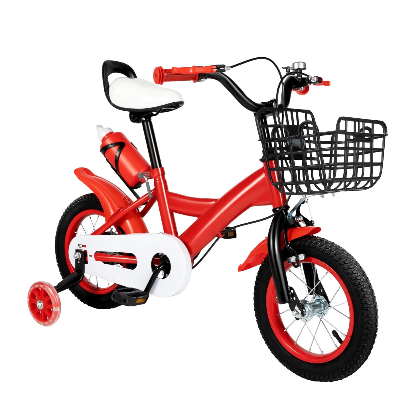 LKHDONG Kinderfahrrad 12 Zoll, Kinderrad für ab 2-4 Jahre, Tretfahrrad mit Stützräder und Korb, Kinder Fahrrad Mädchen Jungen, Fahrrad Kinder Höhenverstellbares - Meloni2