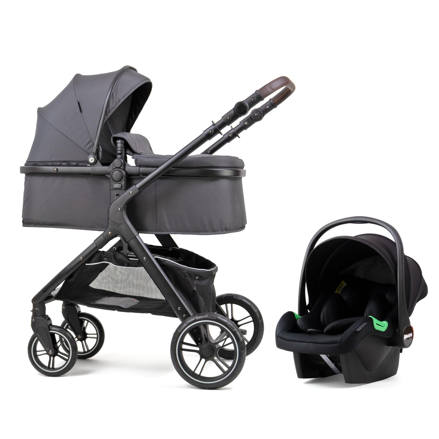 Pixini Nelio Kinderwagen Set 3in1 (dunkelgrau)