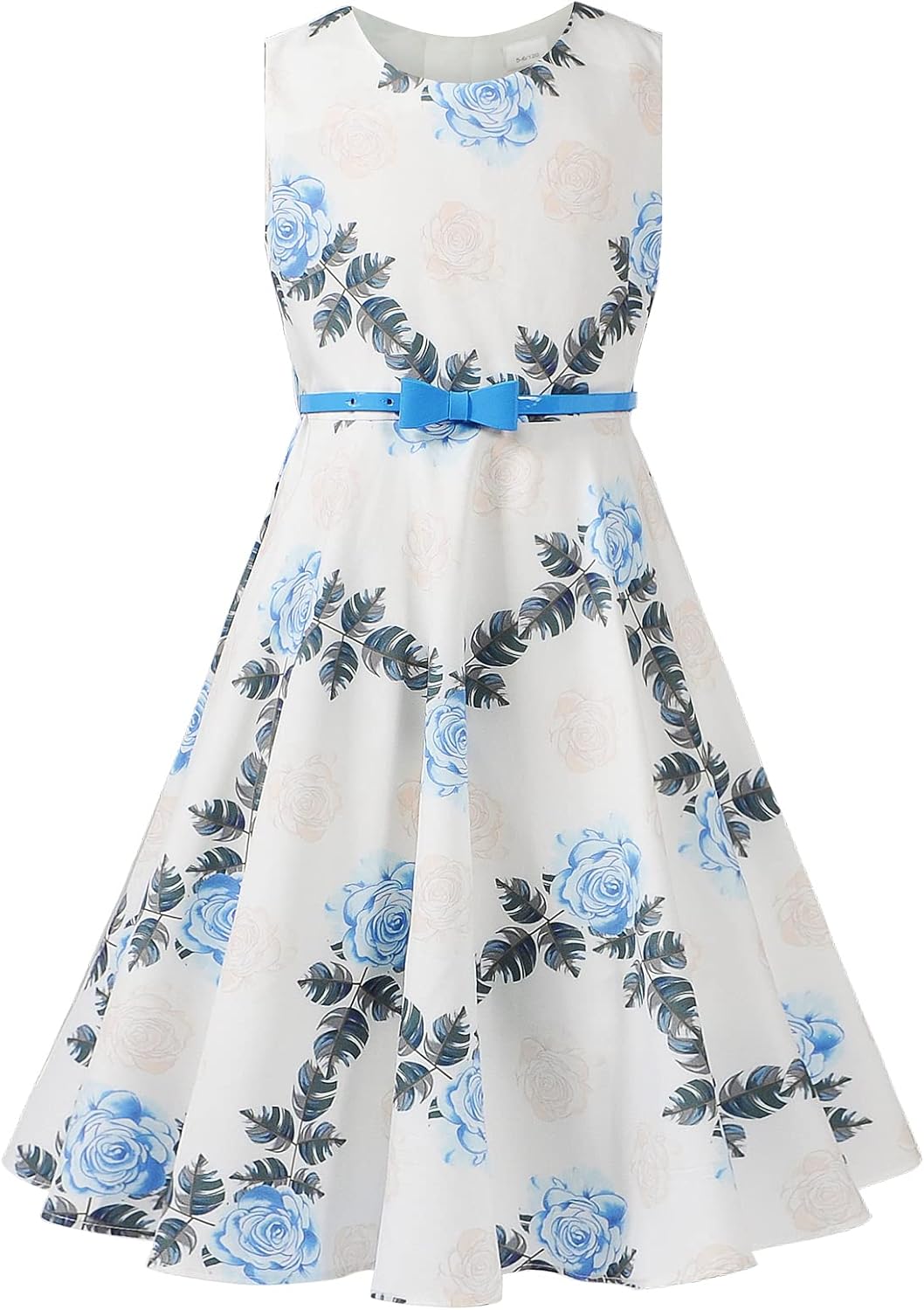 BONNY BILLY Mädchen Kleider Vintage Blumen Festlich Hochzeit Elegant Kinder Kleid mit Gürtel