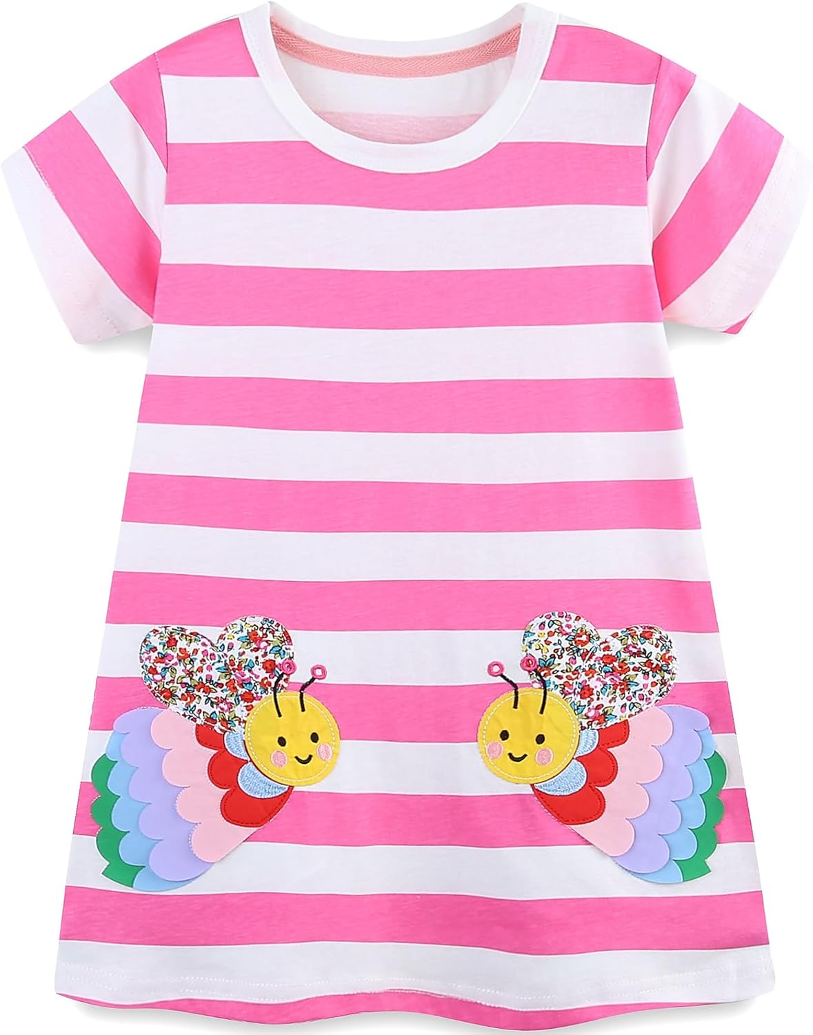 TEDD Mädchen Kleider Kurzarm Einhorn Blumen Sommerkleid Baumwolle Kleid Geburtstag Party Mädchenkleid Gr. 92-122