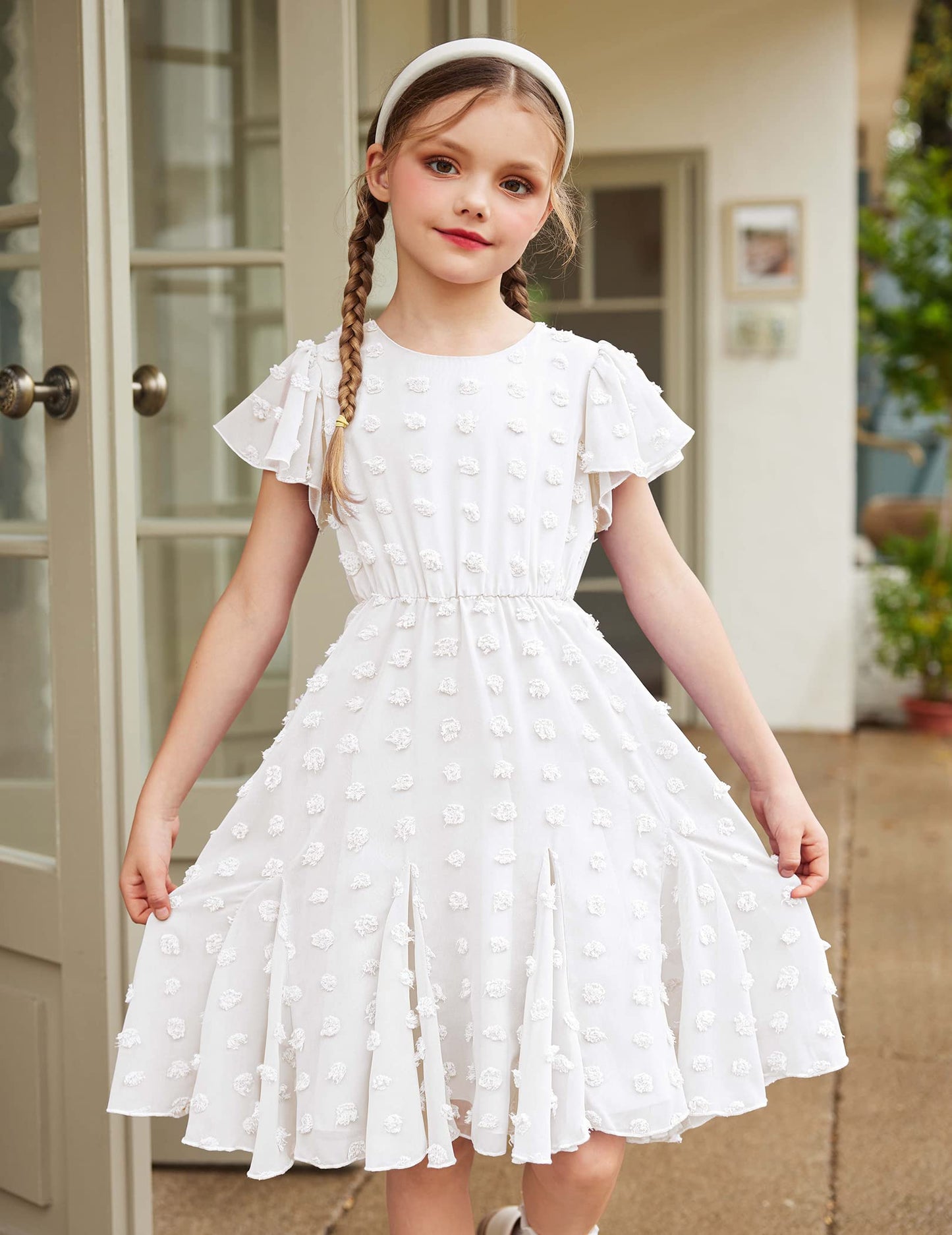 Flypigs Kleid Mädchen Festlich Hochzeit Party Kurzarm Sommer Freizeitkleid Prinzessin Chiffon Kleider Kinder Teenager Kleidung 3-12 Jahre