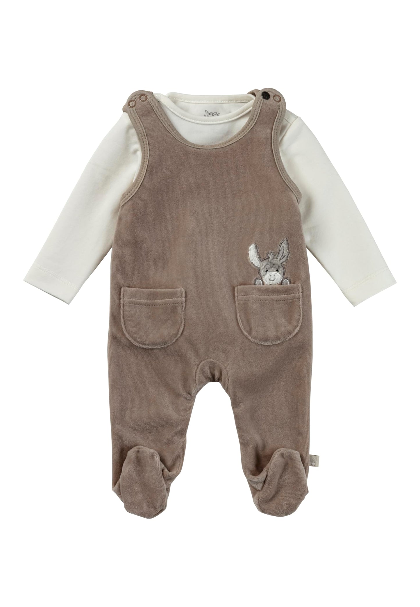 Sterntaler Romper Set Emmi - Baby Rompers made of Velour with Donkey Emmi Appliqué - with Long Sleeve Shirt - Snap Fasteners in the Crotch - Comfortable Unisex Two-Piece from Birth