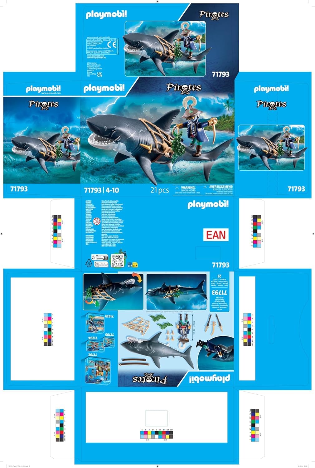 PLAYMOBIL | Pirates | Gefahr durch Riesenhai | Piratenspielzeug | Spielzeugfiguren | Spielzeug für Kinder ab 4 Jahren | 71793