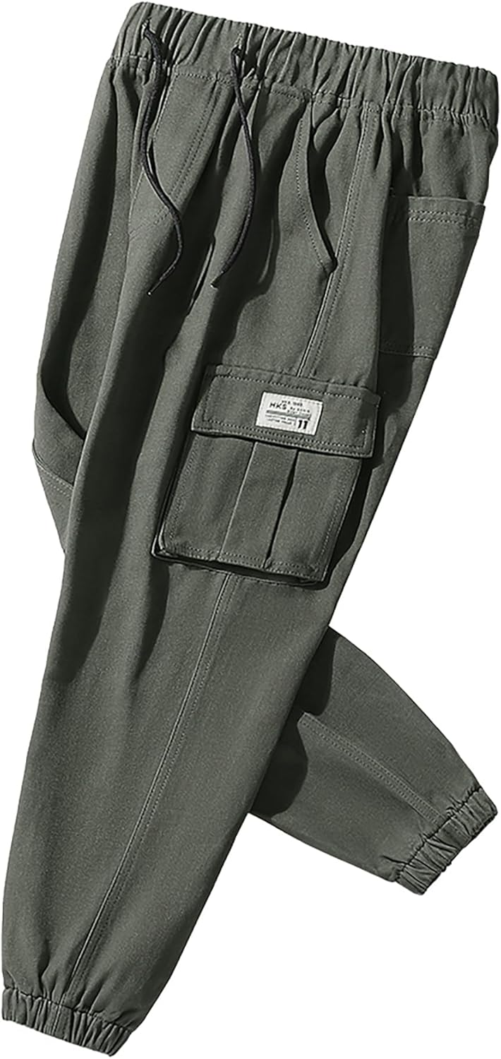 Deekynoop Children's Cargo Trousers Boys Twil Cargo Jogging Bottoms with Elastic Waistband