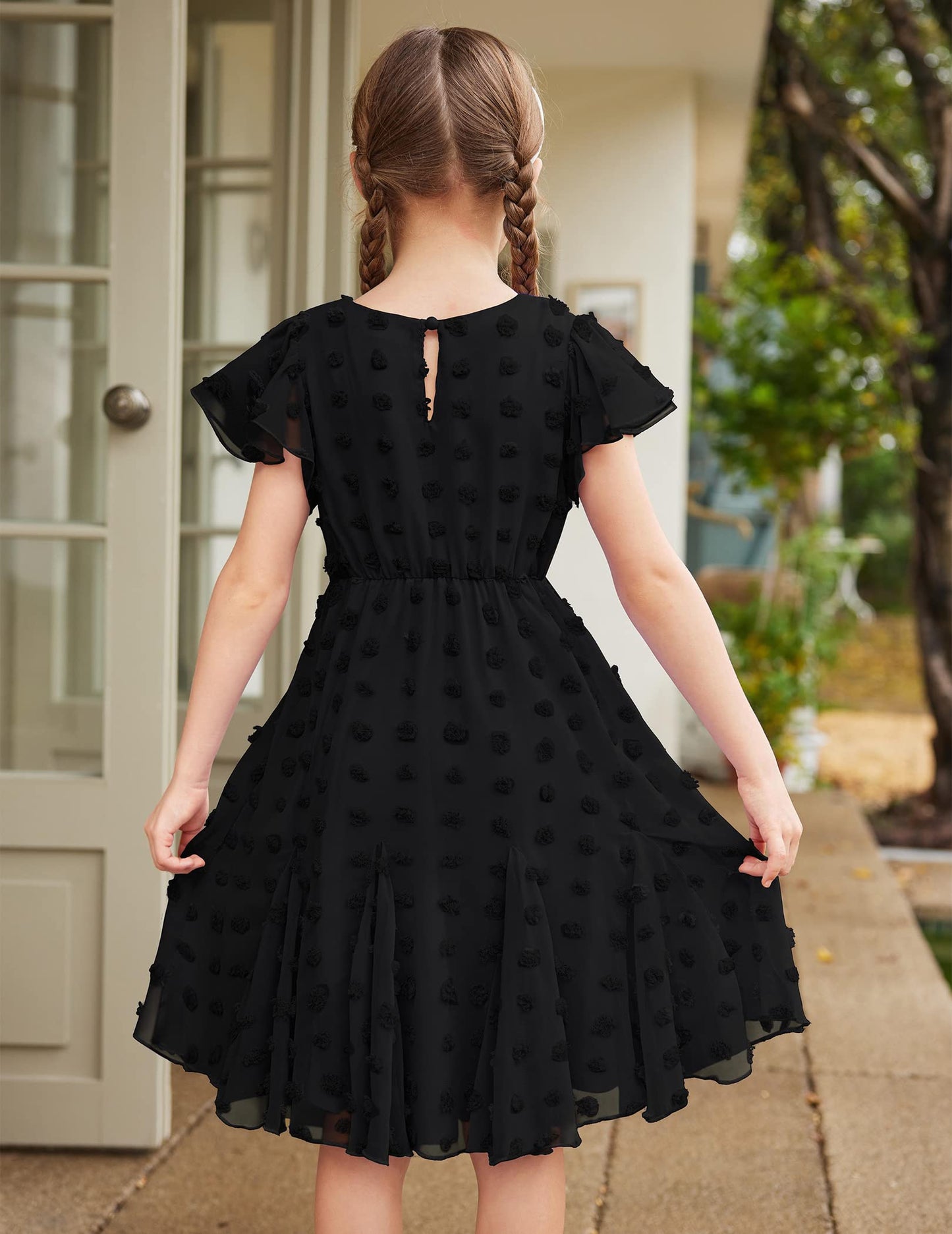 Flypigs Kleid Mädchen Festlich Hochzeit Party Kurzarm Sommer Freizeitkleid Prinzessin Chiffon Kleider Kinder Teenager Kleidung 3-12 Jahre
