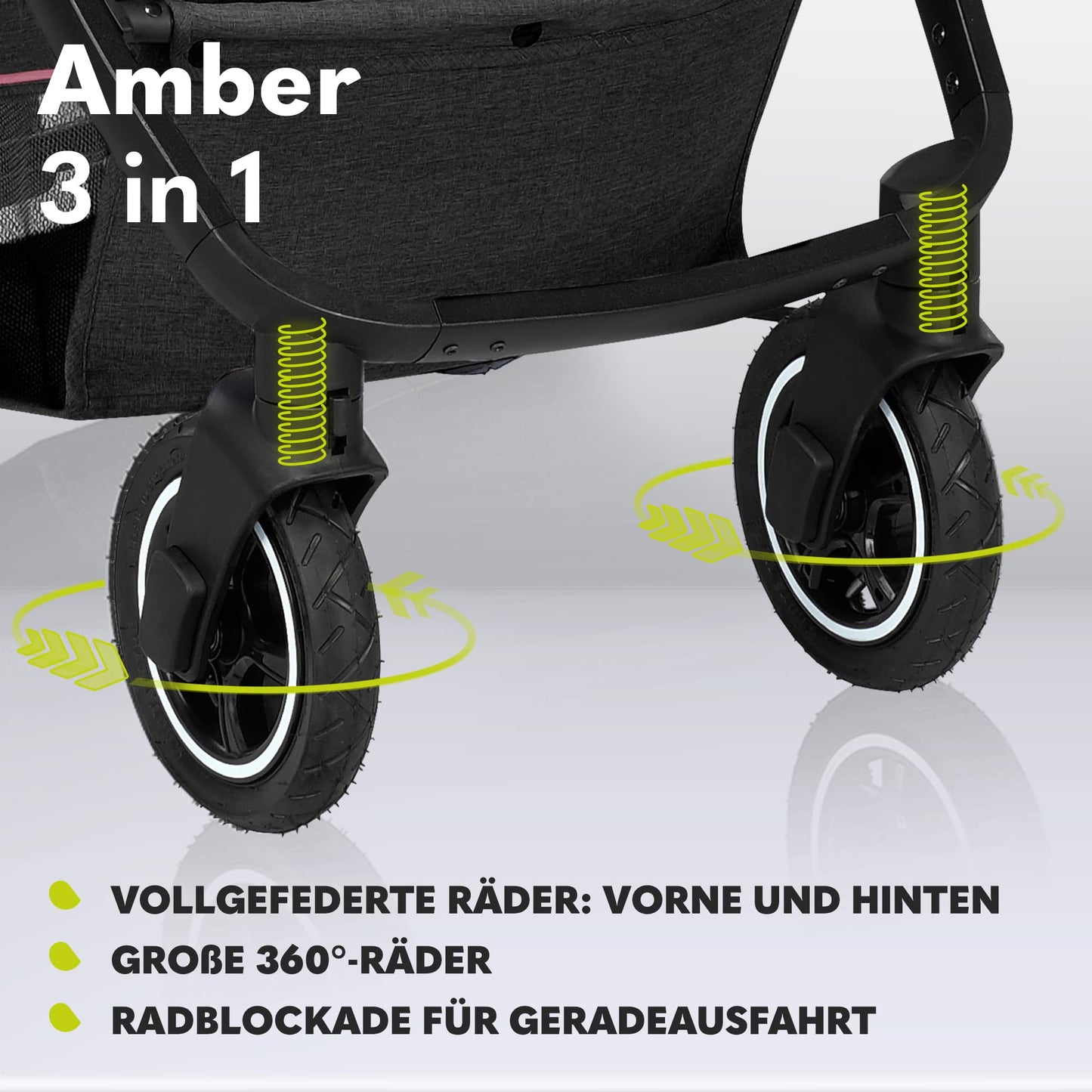 LIONELO MERIL 3-in-1 Multifunktionaler Kinderwagen 0-48 Monate Bis zu 22 kg, Babywanne bis zu 9 kg, Kindersitz bis zu 13 kg, Geländeräder 360°, Vollfederung, XXL-Verdeck mit UPF50+ - Meloni2