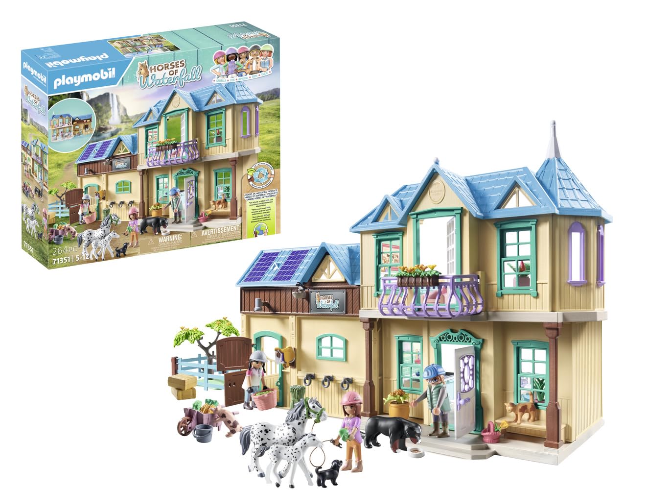 PLAYMOBIL Horses of Waterfall 71351 Waterfall Ranch, magisches Wasserfall-Paradies für Pferdefreunde, nachhaltiges Spielzeug für Kinder ab 5 Jahren