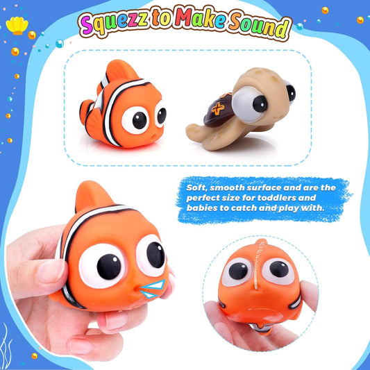 Anzmtosn Swimming Babies Bath Time Fish Toys Happy Underwater Story Water Squirting Spray Bathtub Baby Play Kids Water Toys (5 PCS)