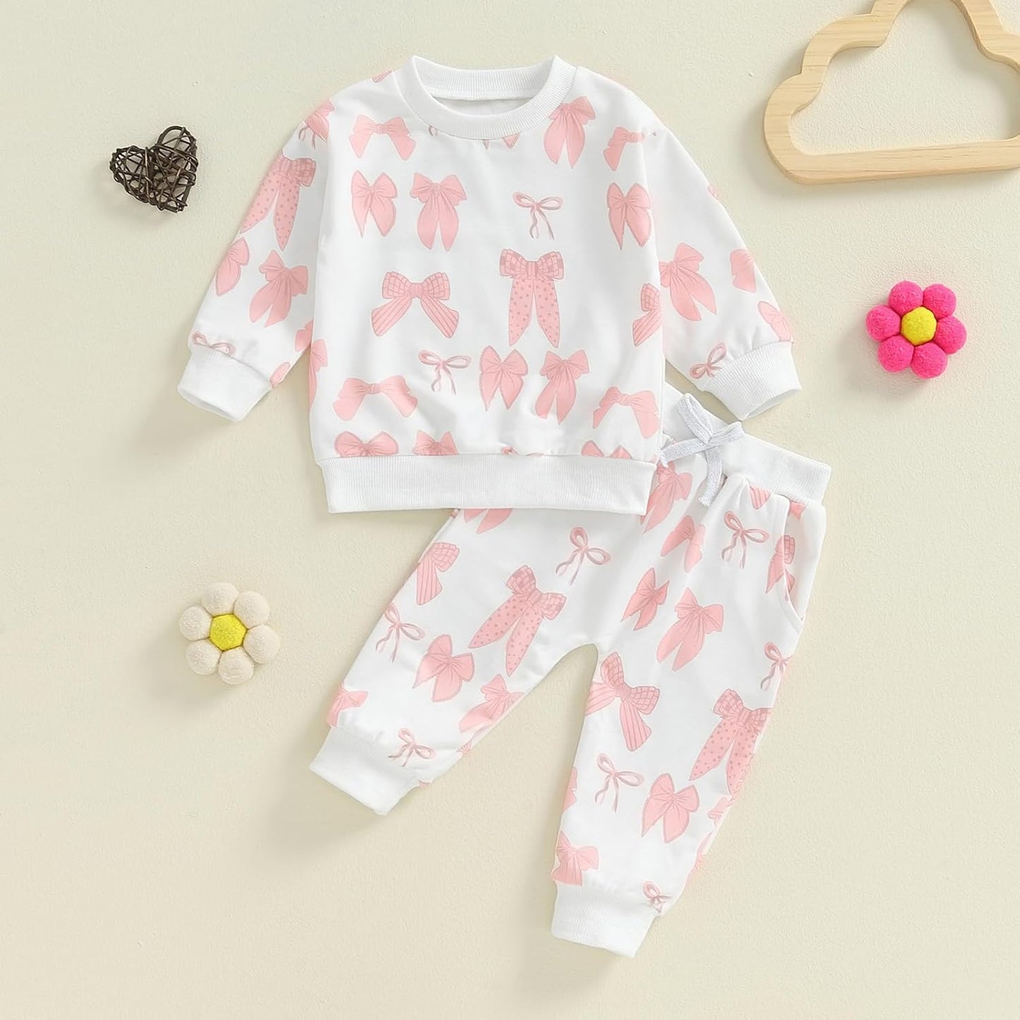Süßes Baby-Mädchen-Kleidung, langärmelig, bedruckt, Sweatshirt, Oberteil und Hose, Set für Kleinkinder, Mädchen, Herbst-Outfits
