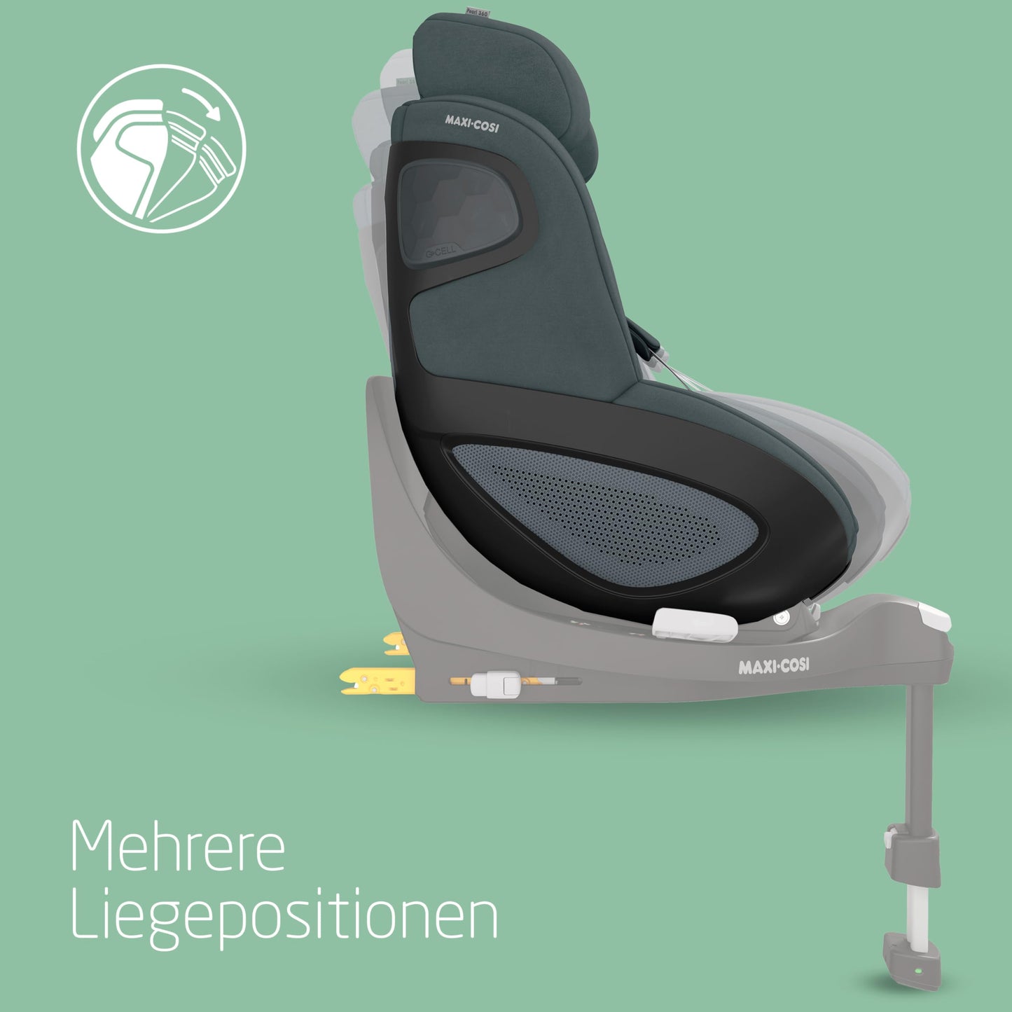 Maxi-Cosi Pebble 360 i-Size Babyschale Drehbar, Neugeborenen Autositz 360 Grad, 0–15 Monate (40–83 cm), Drehung mit einer, ClimaFlow, Easy-In-Gurt, G-CELL Seitenaufprallschutz, Essential Green