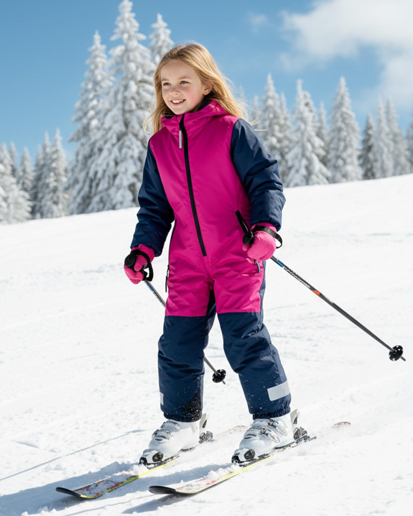 Owntop Children's Unisex Snow Suit Girls Boys Windproof Waterproof Ski Suit with Hood Zip 98-122