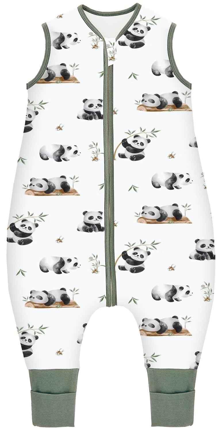 Chilsuessy Baby Sleeping Bag with Legs, 1.5 Tog, Sleeping Bag, 100% Cotton, All-Year Sleeping Bag with Feet, Baby Sleeping Bag, Children, 1.5 Tog/Zebra, 80 cm / Baby Height 85–95 cm