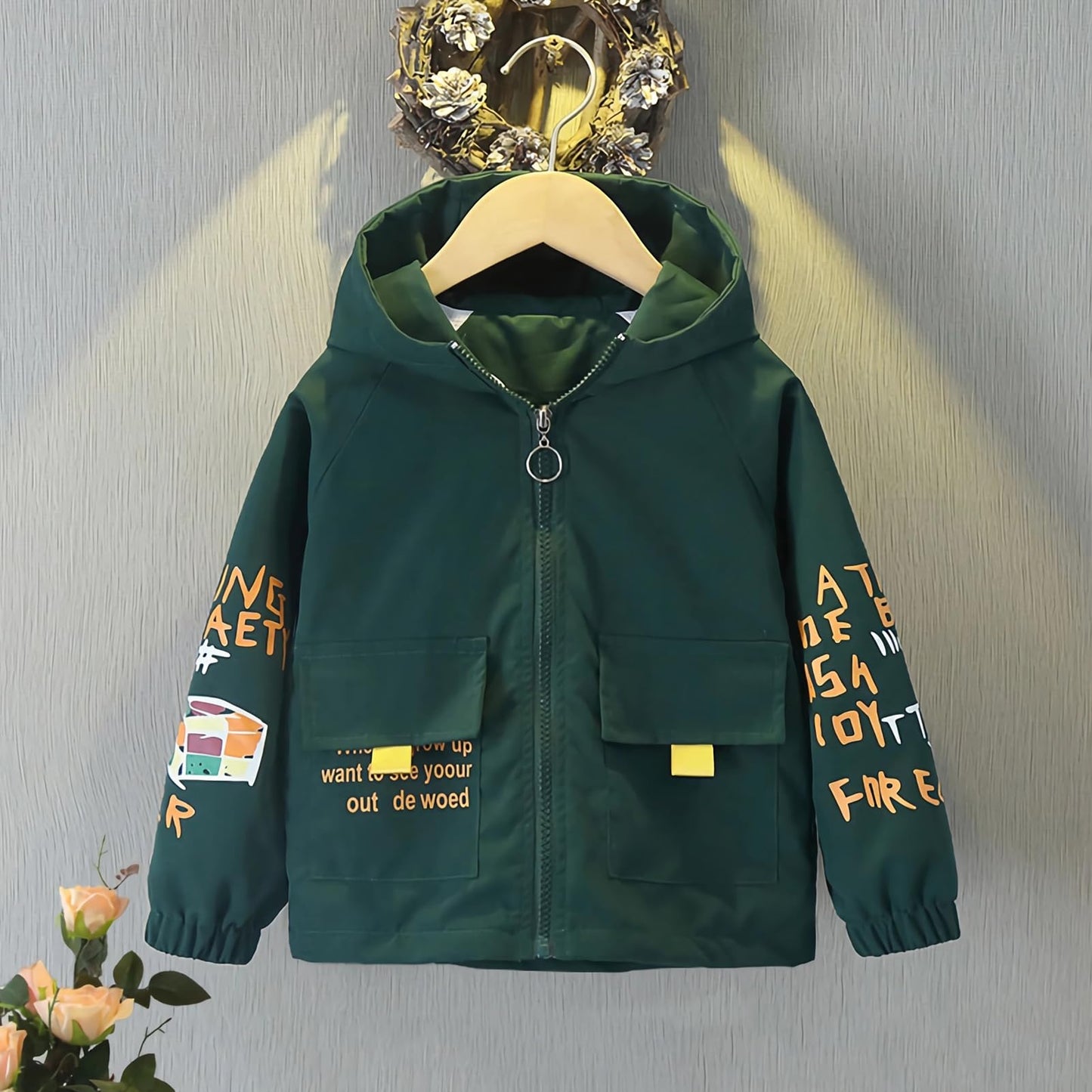 L SERVER Transition Jacket Boys Windbreaker with Hood Fashion Trench Coat Children Lightweight Windbreaker Outdoor Jacket for Spring and Autumn