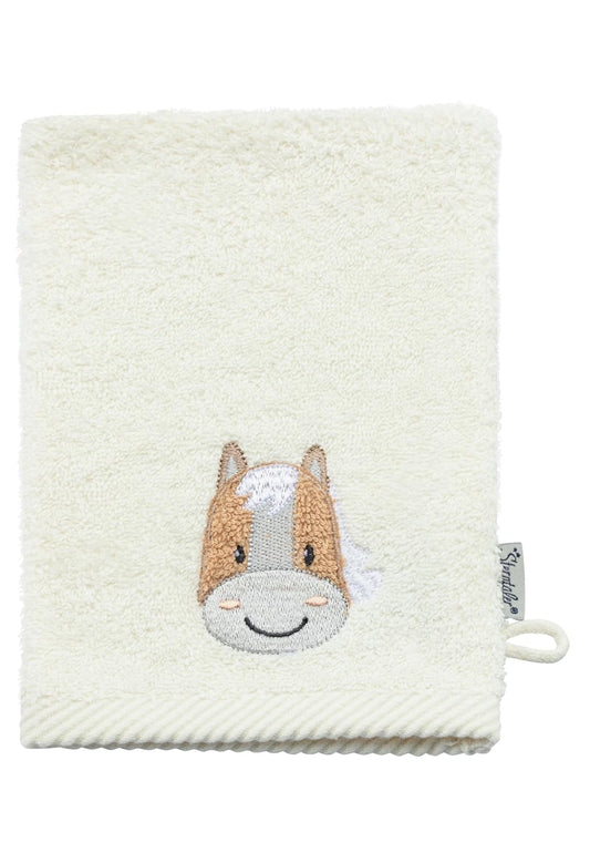 Sterntaler Waschlappen 2er Pack Bauernhof - Frottee Babywaschhandschuh aus saugfähiger, weicher Baumwolle, sorgt für Spaß beim Baden und Duschen - Baby und Kinder Waschlappen, steingrün