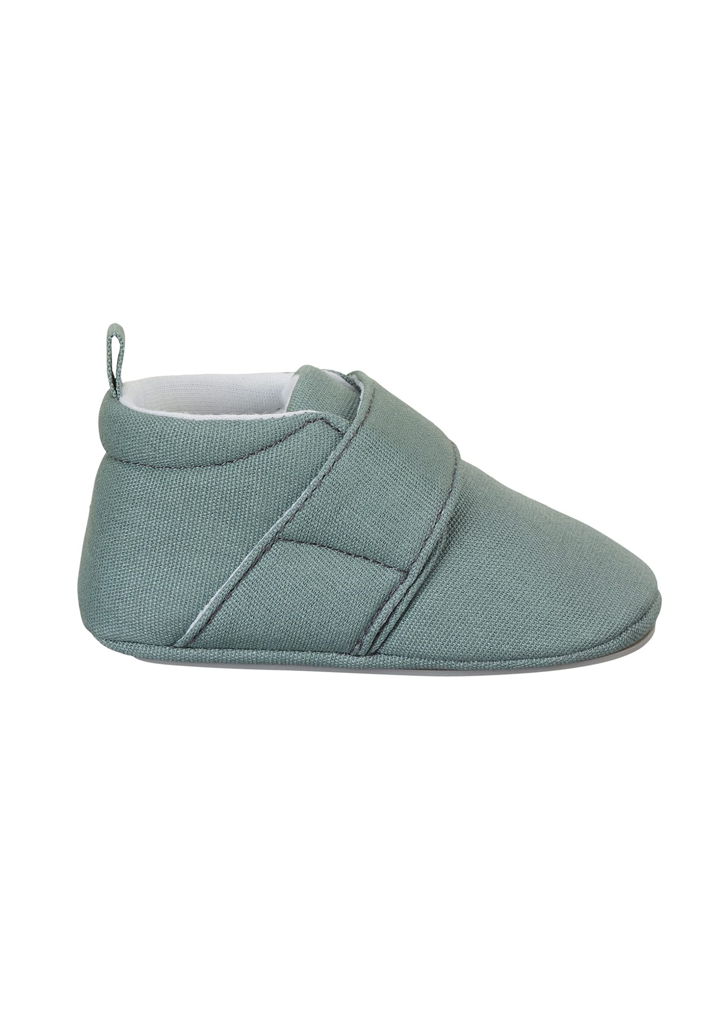 Sterntaler Krabbelschuhe uni - Baby Schuhe aus Canvas mit Klettverschluss - Baby und Kleinkind Hausschuh - aufgenähte Sternen Sohle rutschfest - Unisex Sneaker mit Jersey Futter - steingrün