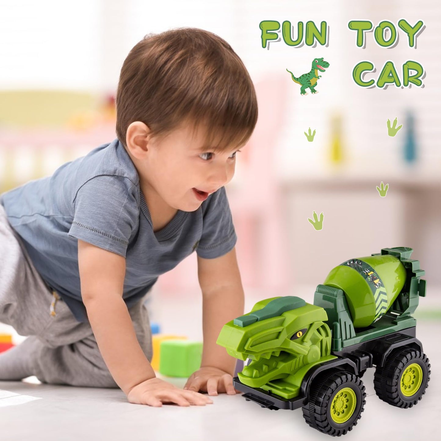 Baustellenfahrzeuge ab 3 Jahren, Set mit 3 Dinosaurier-Sandgruben-Spielzeugset mit Bagger, Transporter, Muldenkipper, robustem Sandspielzeugfahrzeugen Auto, geeignet als Sandspielzeug für Kinder ab 2+ (01)