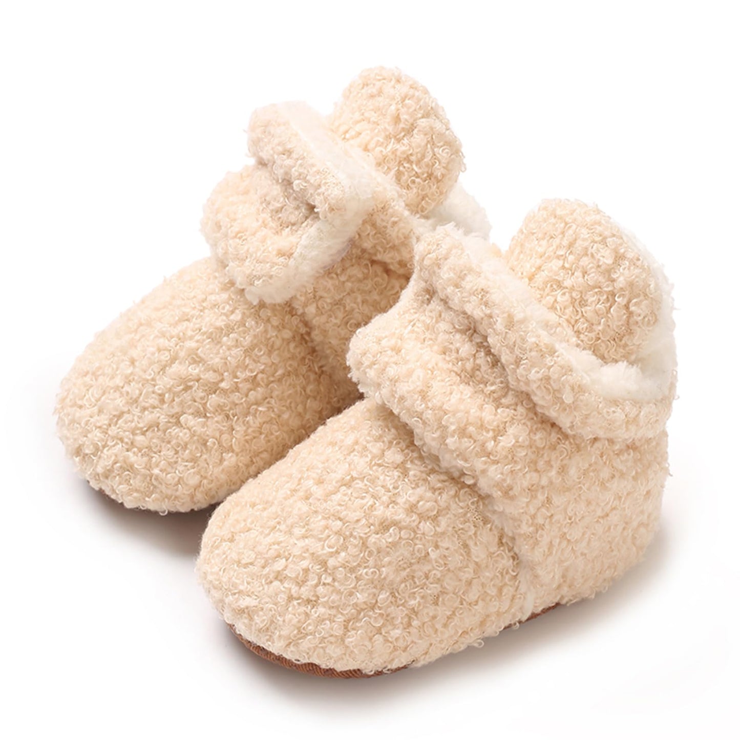 TMEOG Baby Winter Shoes Thermal Baby Shoes Crawling Shoes Fleece Baby Boots Non-Slip Warm Booties Baby Boots Lined Newborn Walk Shoes for Girls Boys 0-18 Months