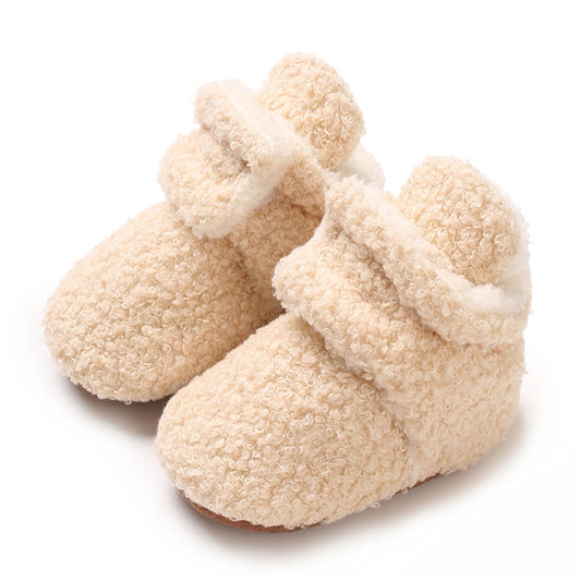 TMEOG Baby Winter Shoes Thermal Baby Shoes Crawling Shoes Fleece Baby Boots Non-Slip Warm Booties Baby Boots Lined Newborn Walk Shoes for Girls Boys 0-18 Months