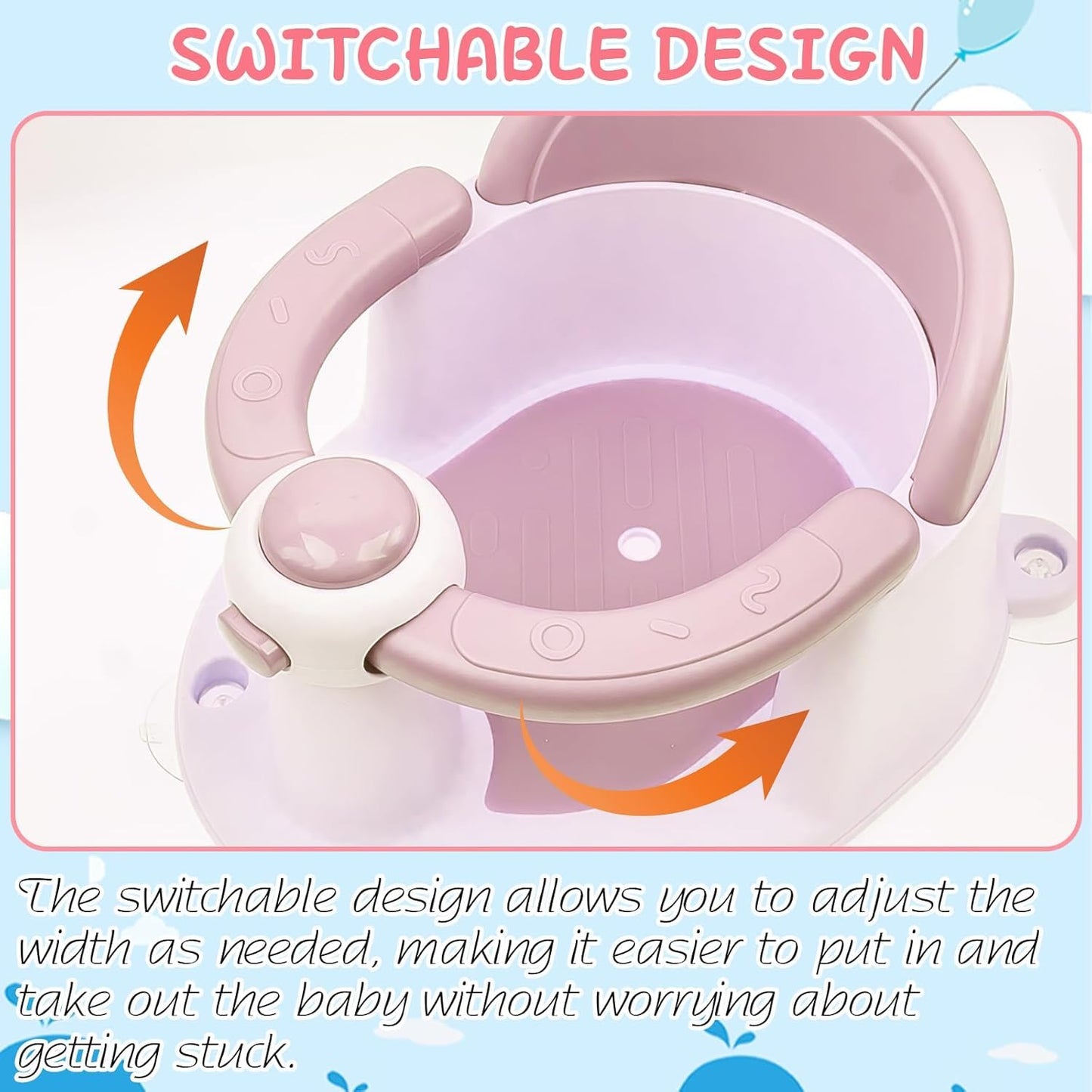Baby Bath Seat for Babies from 6 Months, Non-Slip Baby Bath Chair, Portable Bath Seat with Suction Cups, Baby Bathtub Toddler Bath Support for Shower (Yellow)