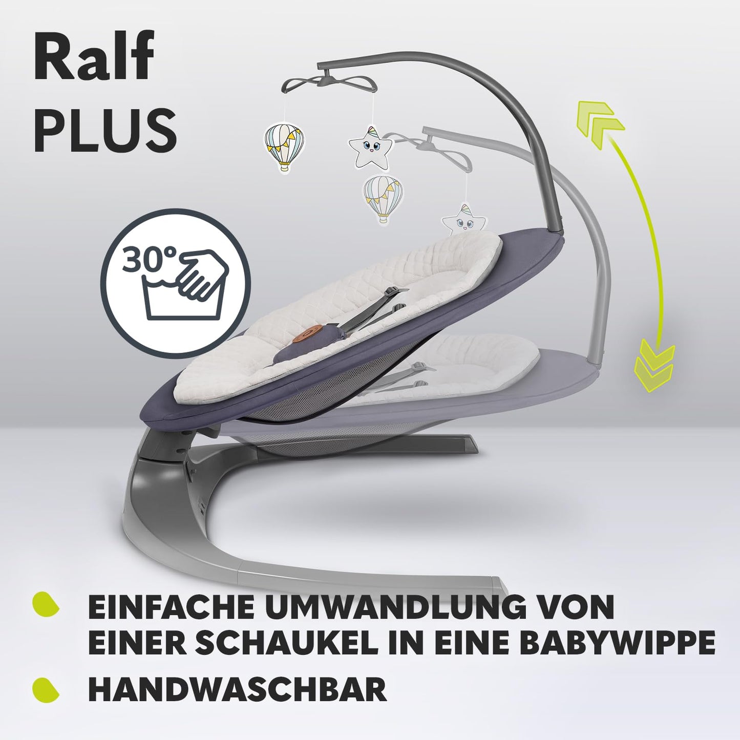 LIONELO Ralf 2-in-1 baby bouncer and recliner, remote control, 12 melodies, two rocking directions, 5 rocking speeds, locking, backrest adjustment, timer, quiet operation