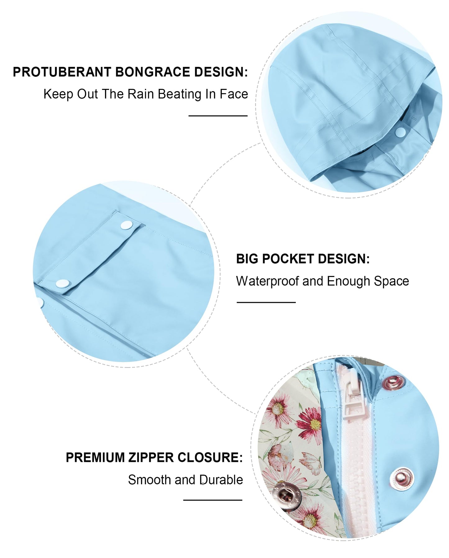 SOLOCOTE Kinder Regenjacke mit Kapuze gefüttert Gummi Regenmäntel für Mädchen Jungen Wasserdicht Winddicht Größe