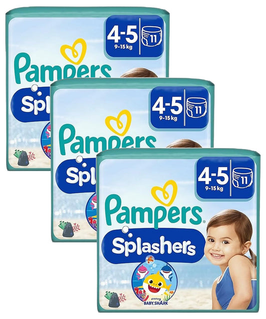Pampers Baby Nappies Size 4-5, Splashers, Pack of 11, Disposable Swim Nappies for Safe Protection in the Water