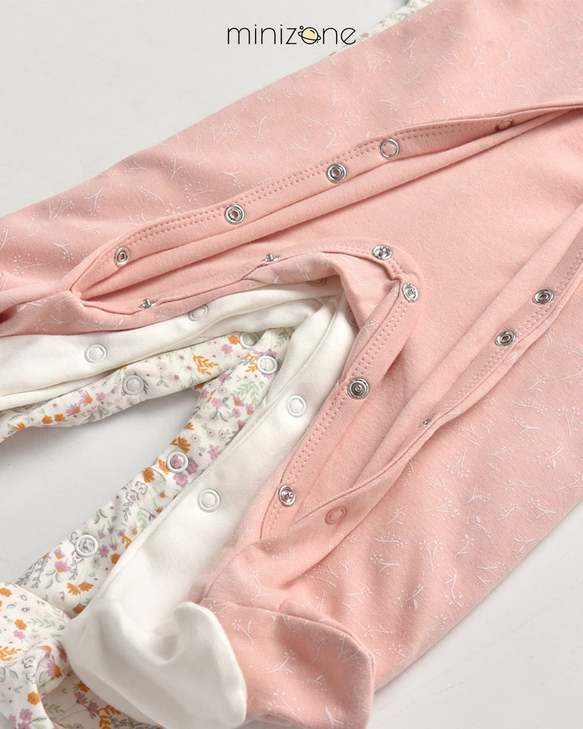Minizone Baby Schlafstrampler 3er Pack, Pyjamas Langarm Strampler Jungen Mädchen Geschenk 9-12 Monate
