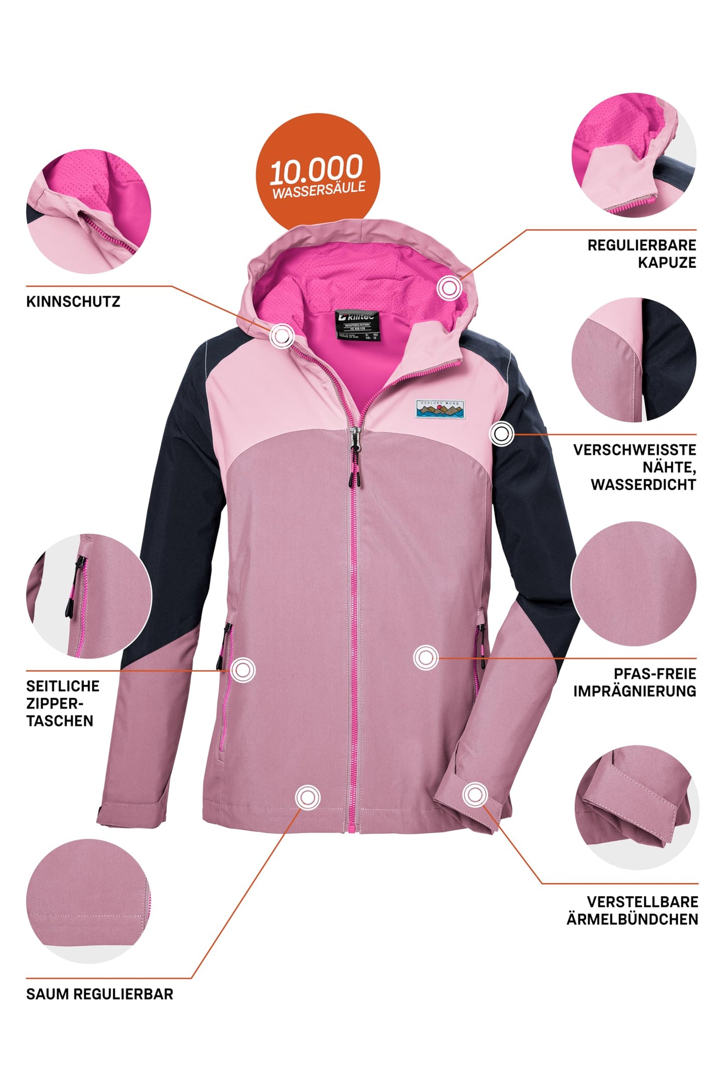 Killtec Girls Kos 150 Grls Jckt functional jacket is waterproof/rain jacket with hood