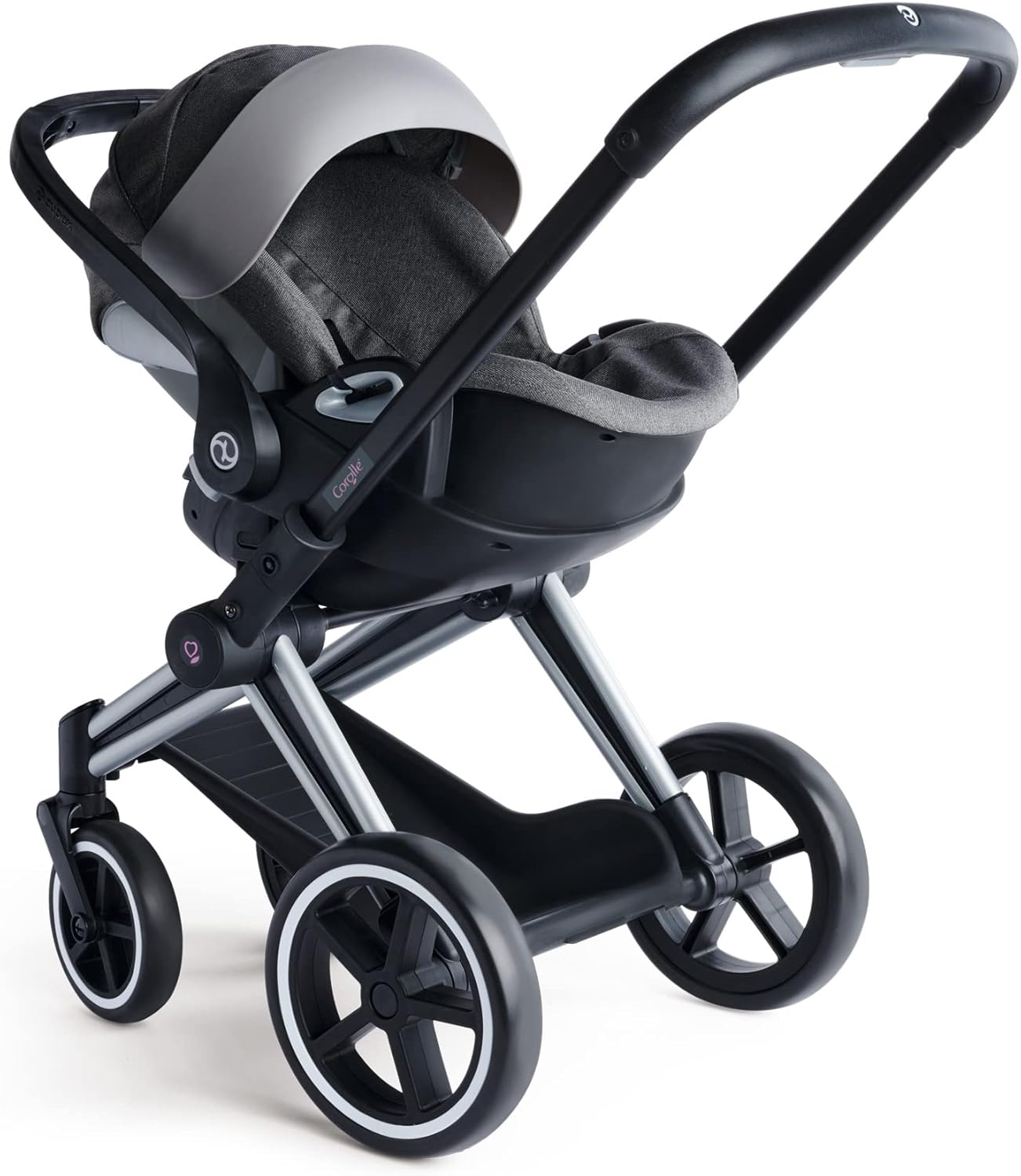 Corolle 9000141390 - Cybex 2in1 Puppen Trageschale und Wiege, mit Gurt und Verdeck, kann mit dem Cybex Puppenwagen verbunden Werden, für alle 36-42cm Babypuppen, ab 3 Jahren