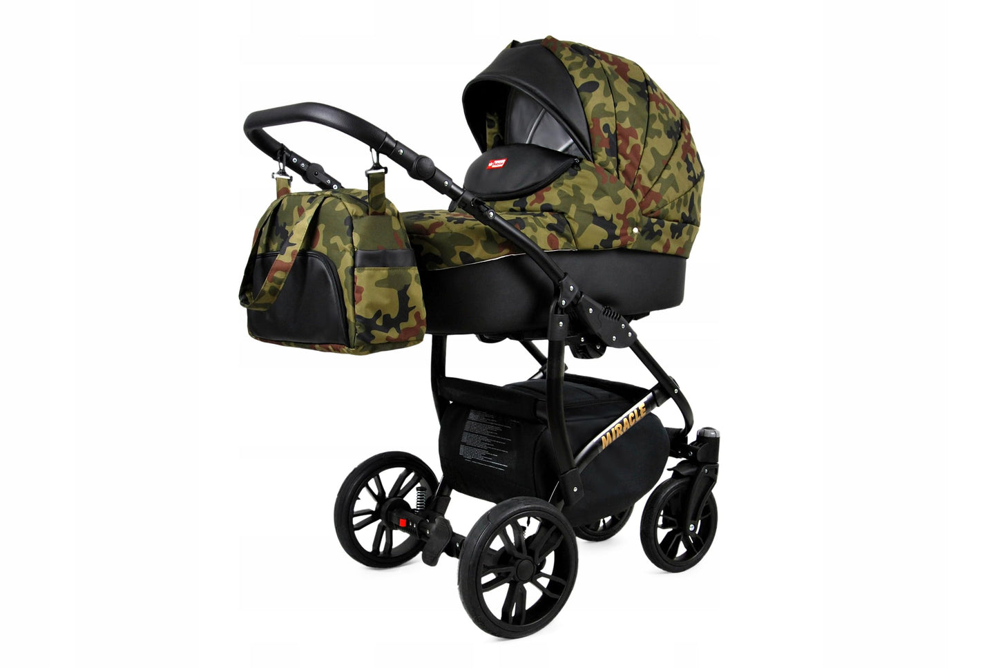 BabyLux Miracle 2-in-1 Baby Pushchair Deep and Pushchair with Accessories Adjustable and Foldable Aluminium Construction Waterproof Non-Removable Wheels Gold Leaf