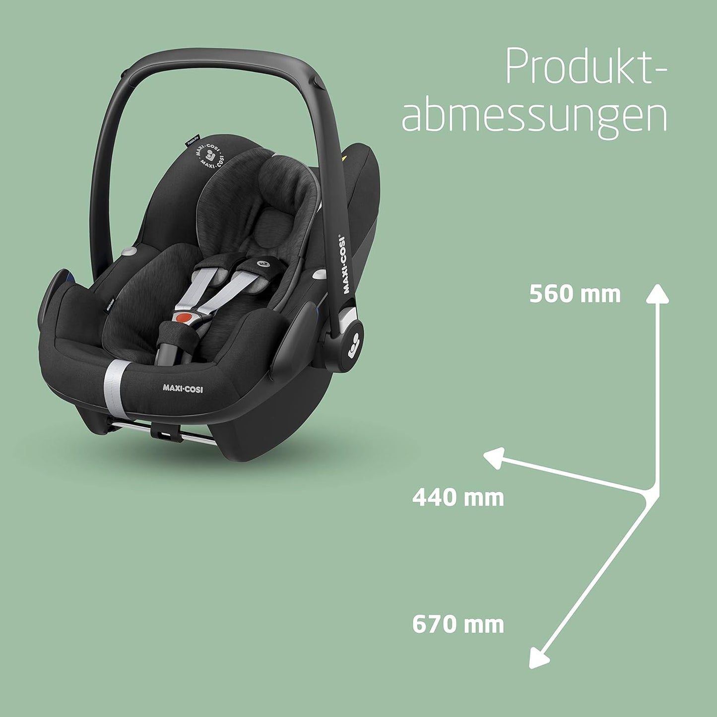 Maxi-Cosi Pebble Pro i-Size Babyschale, Kindersitz für Neugeborene, ab der Geburt bis ca. 12 Monate, 45 bis 75 cm, Essential Black - Meloni2