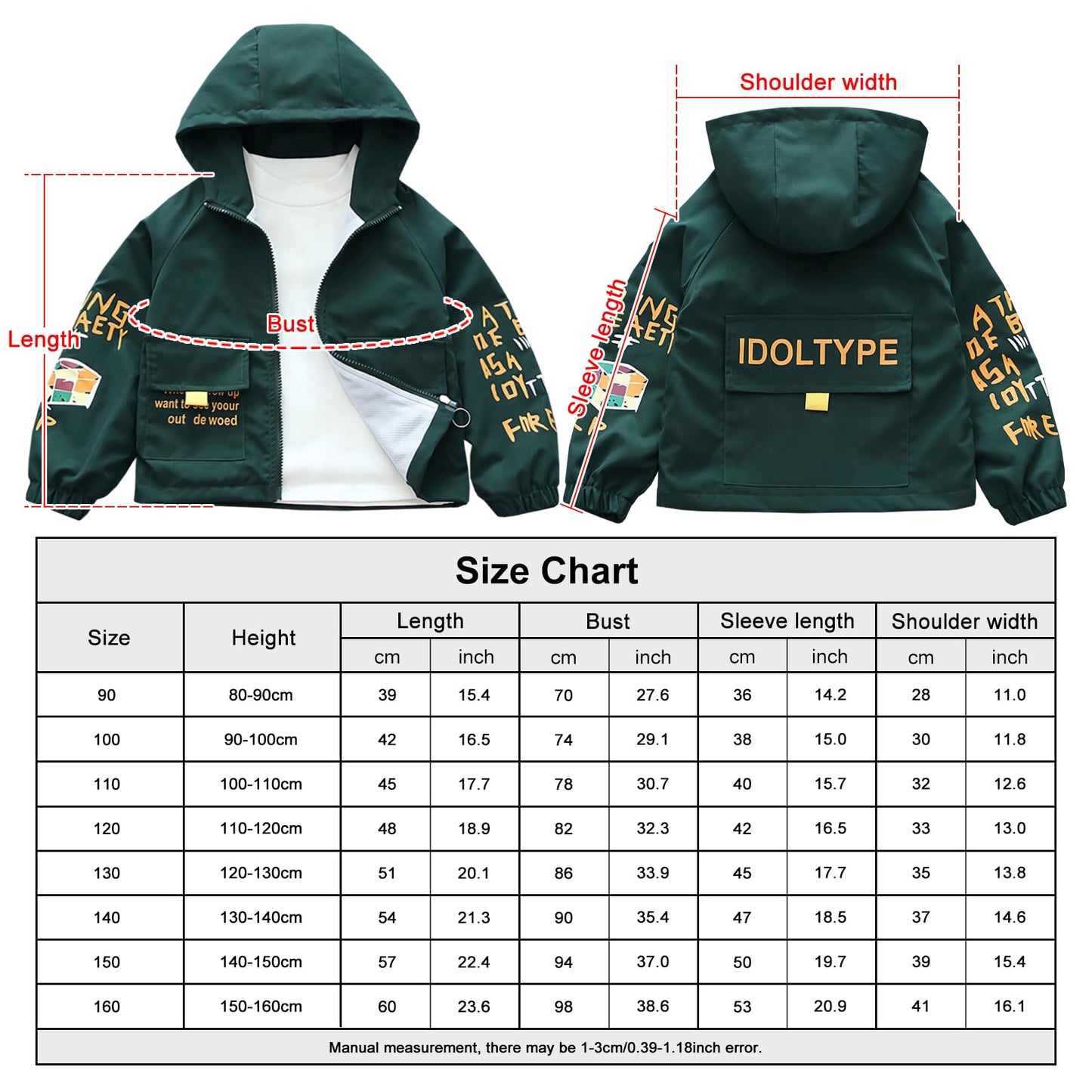 L SERVER Transition Jacket Boys Windbreaker with Hood Fashion Trench Coat Children Lightweight Windbreaker Outdoor Jacket for Spring and Autumn