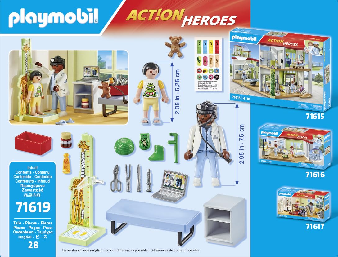 PLAYMOBIL | Action Heroes | Kinderarzt mit Teddybär | nachhaltiges Spielzeug für Kinder ab 4 Jahren | 71619