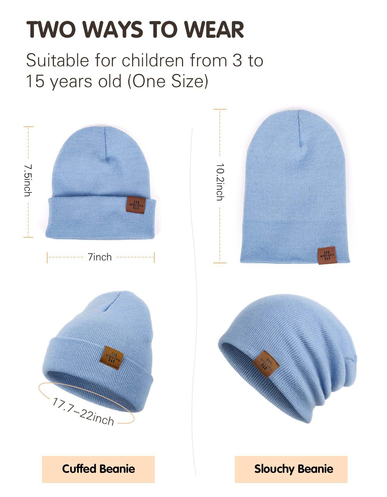 Wmcaps Mütze Kinder Jungen, Warme Weiche Wintermützen für Mädchen Kleinkind Baby, Doppellagige Strickmütze Kinder