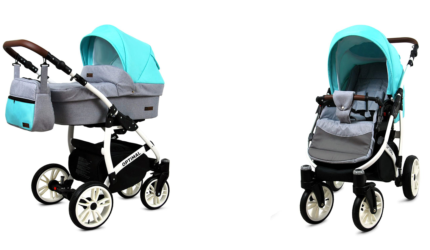 BabyLux® Kinderwagen Set 4 in 1 - Optimal - incl. Babywanne, Buggy Sportsitz, Auto-Babyschale, ISOFIX-Basisstation - Autositz - Kinderwagenset - Kombikinderwagen mit Wickeltasche usw.