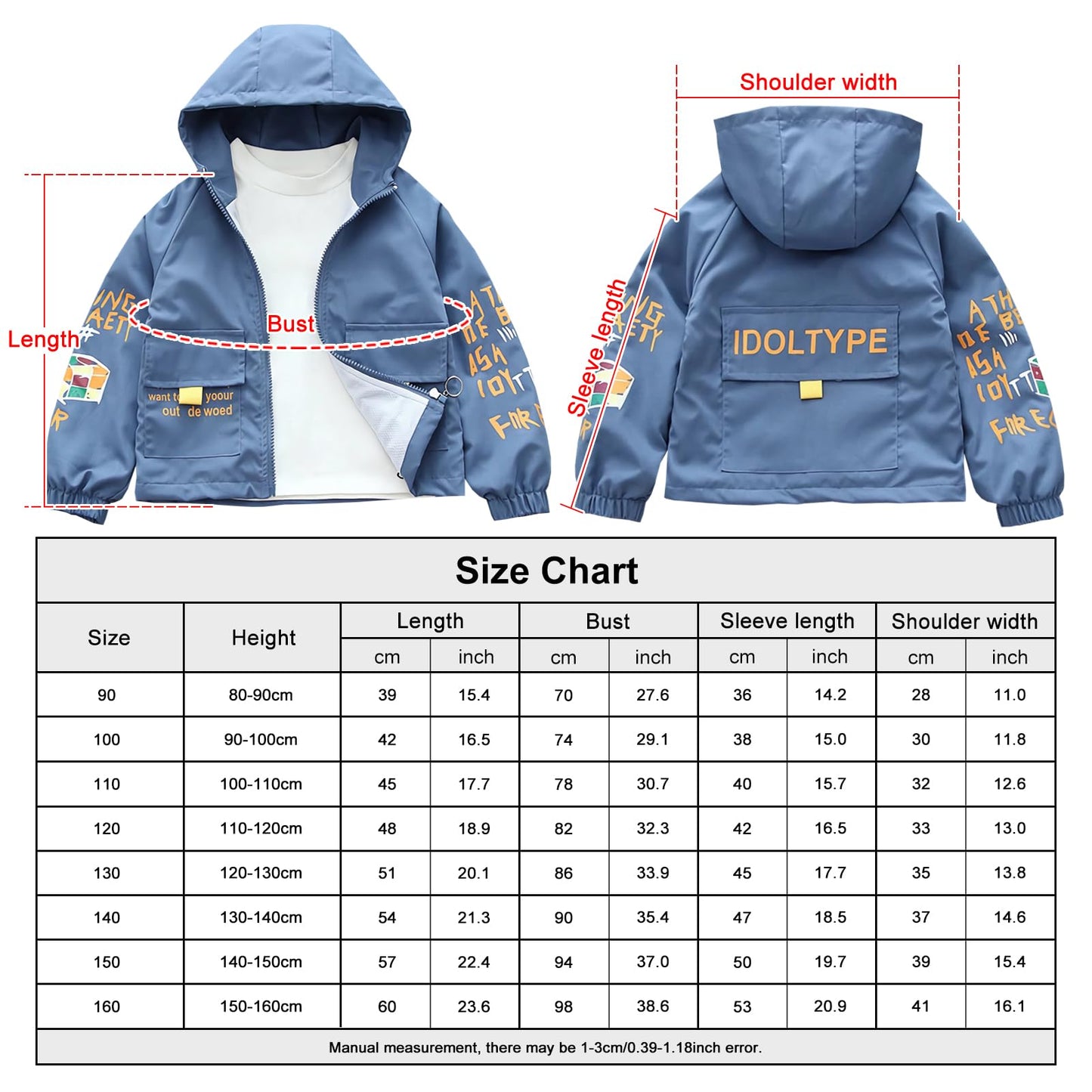 L SERVER Transition Jacket Boys Windbreaker with Hood Fashion Trench Coat Children Lightweight Windbreaker Outdoor Jacket for Spring and Autumn