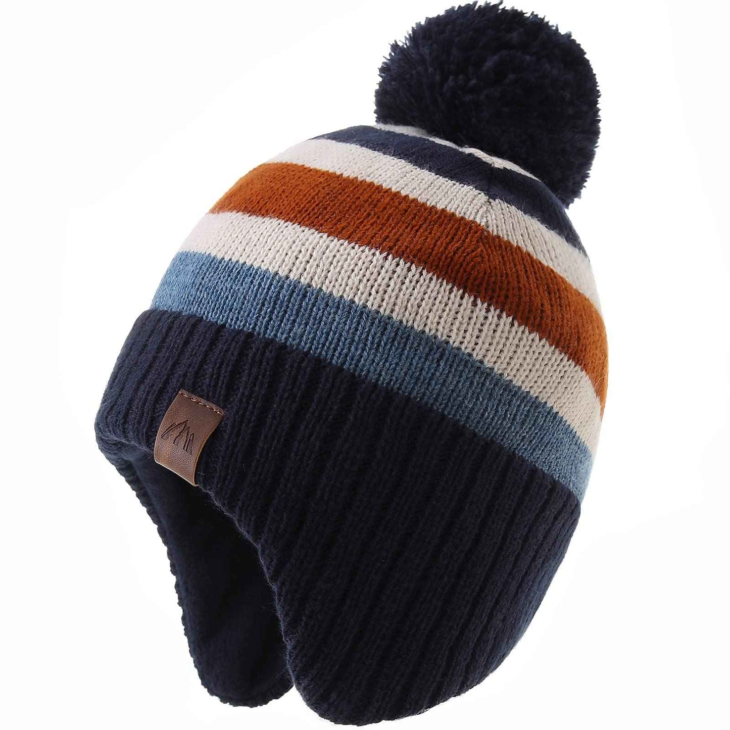 AHAHA Girls' Winter Hat, Earflap Beanie, Pompom Knitted Hats