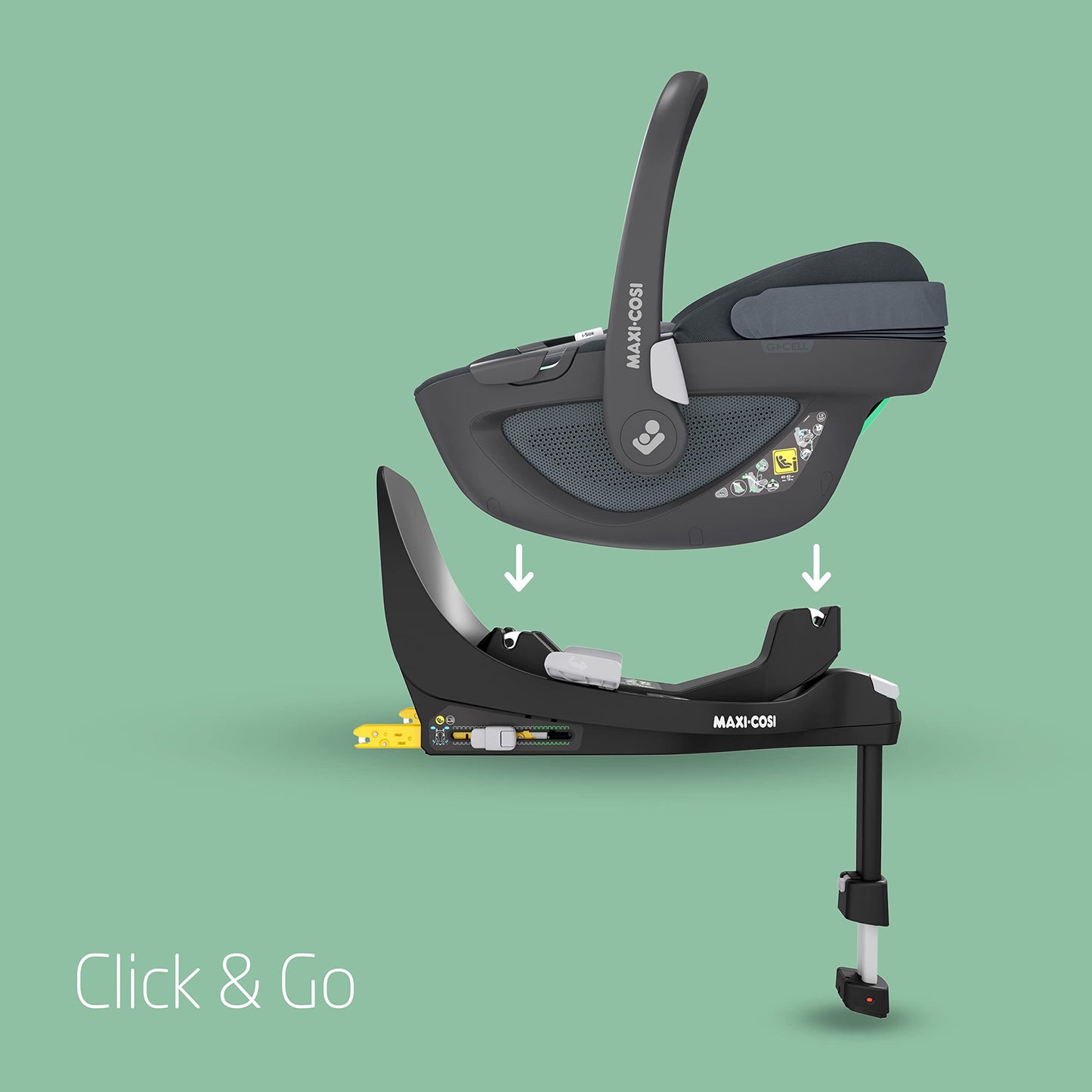 Maxi-Cosi Pebble 360 i-Size Babyschale Drehbar, Neugeborenen Autositz 360 Grad, 0–15 Monate (40–83 cm), Drehung mit einer, ClimaFlow, Easy-In-Gurt, G-CELL Seitenaufprallschutz, Essential Green