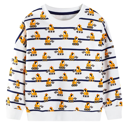 Boys' Pullover Sweatshirt Kids Casual Long Sleeve Tops Animal Aeroplane Winter Warm Striped Tops Age 2-7 Years
