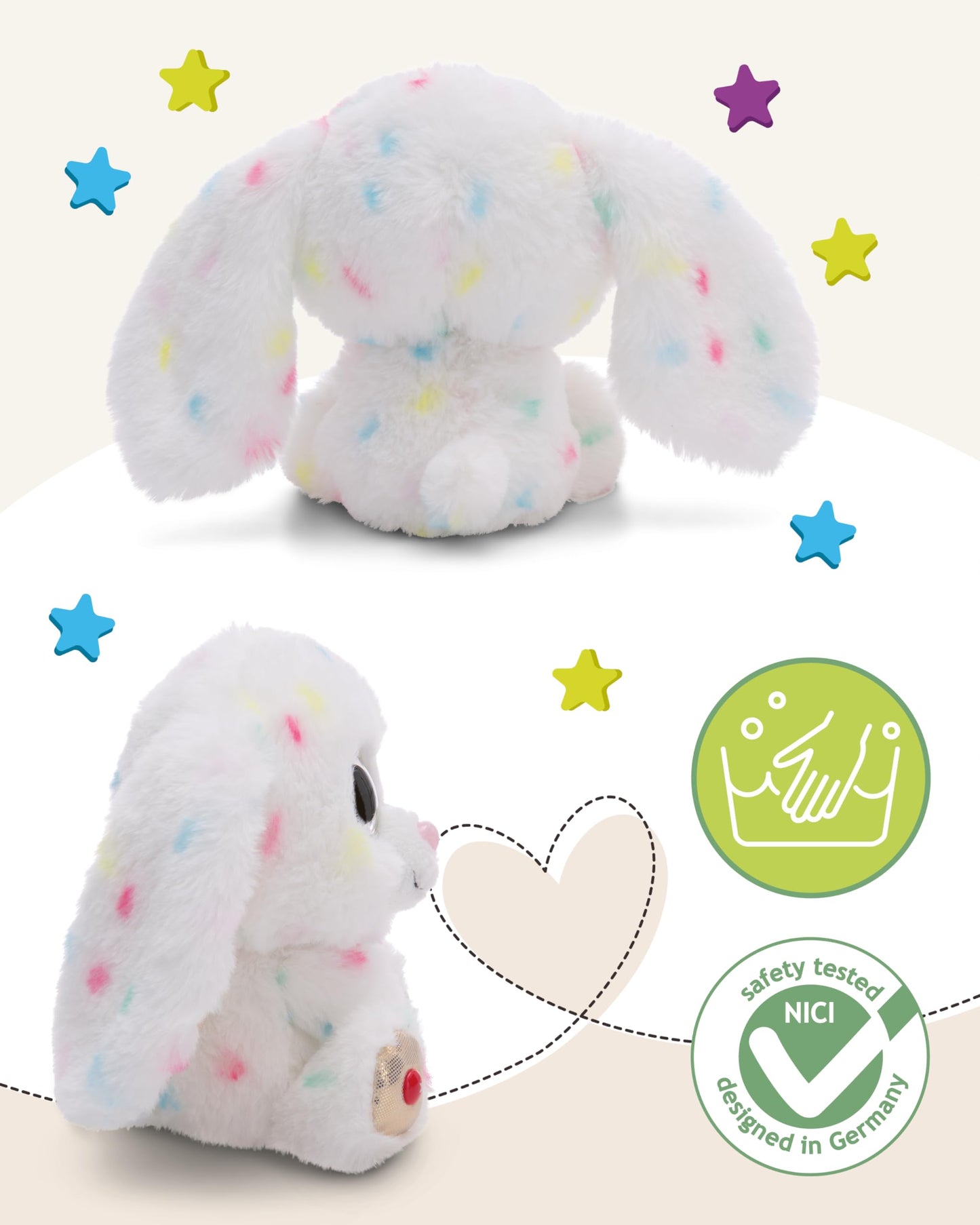 NICI GLUBSCHIS Kuscheltier Hase Spottitu 15cm bunt - Stofftier aus weichem Plüsch, niedliches Plüschtier zum Kuscheln und Spielen, für Kinder & Erwachsene, tolle Geschenkidee - 61453