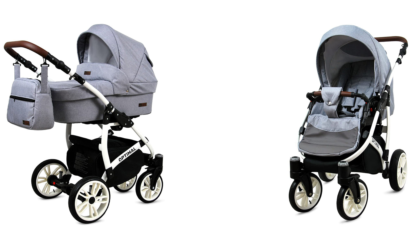 BabyLux® Stroller Set 4 in 1 - Optimal - incl. carrycot, buggy sports seat, car seat, ISOFIX base - car seat - stroller set - combo stroller with changing bag, etc.