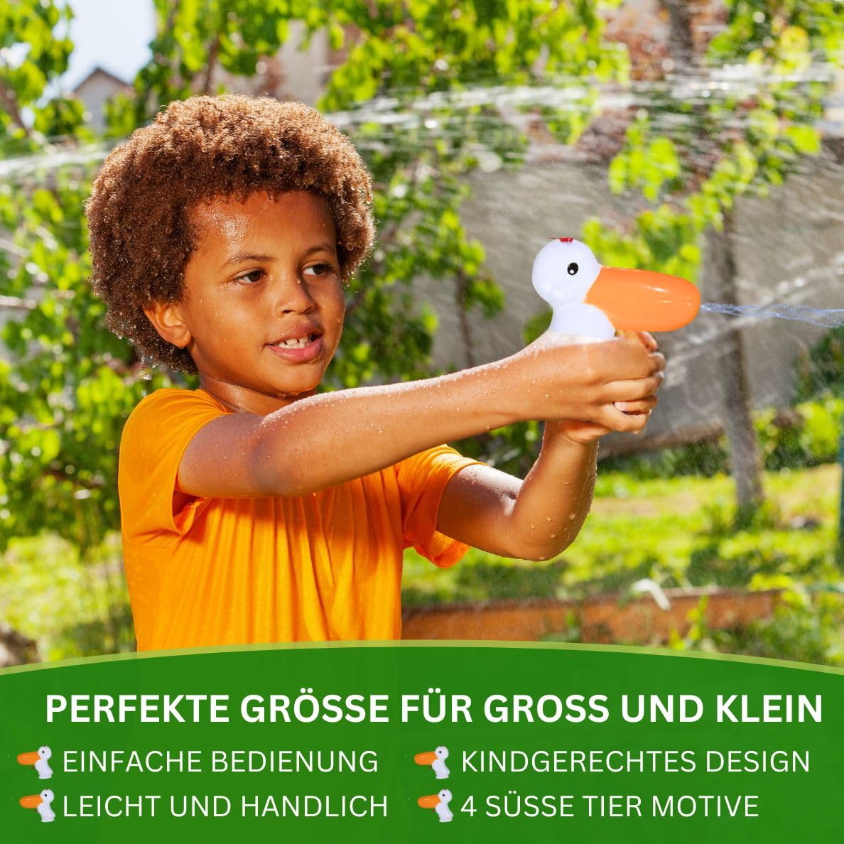 Bada Bing 4er Set Wasserpistole Tiere für Kinder Spritzpistole Kleinkind süß klein Kindgerecht Kindergeburtstag Geschenk Mitbringsel Spielzeug Wasserspritze Sommer Pelikan Elefant Delfin Krokodil 92