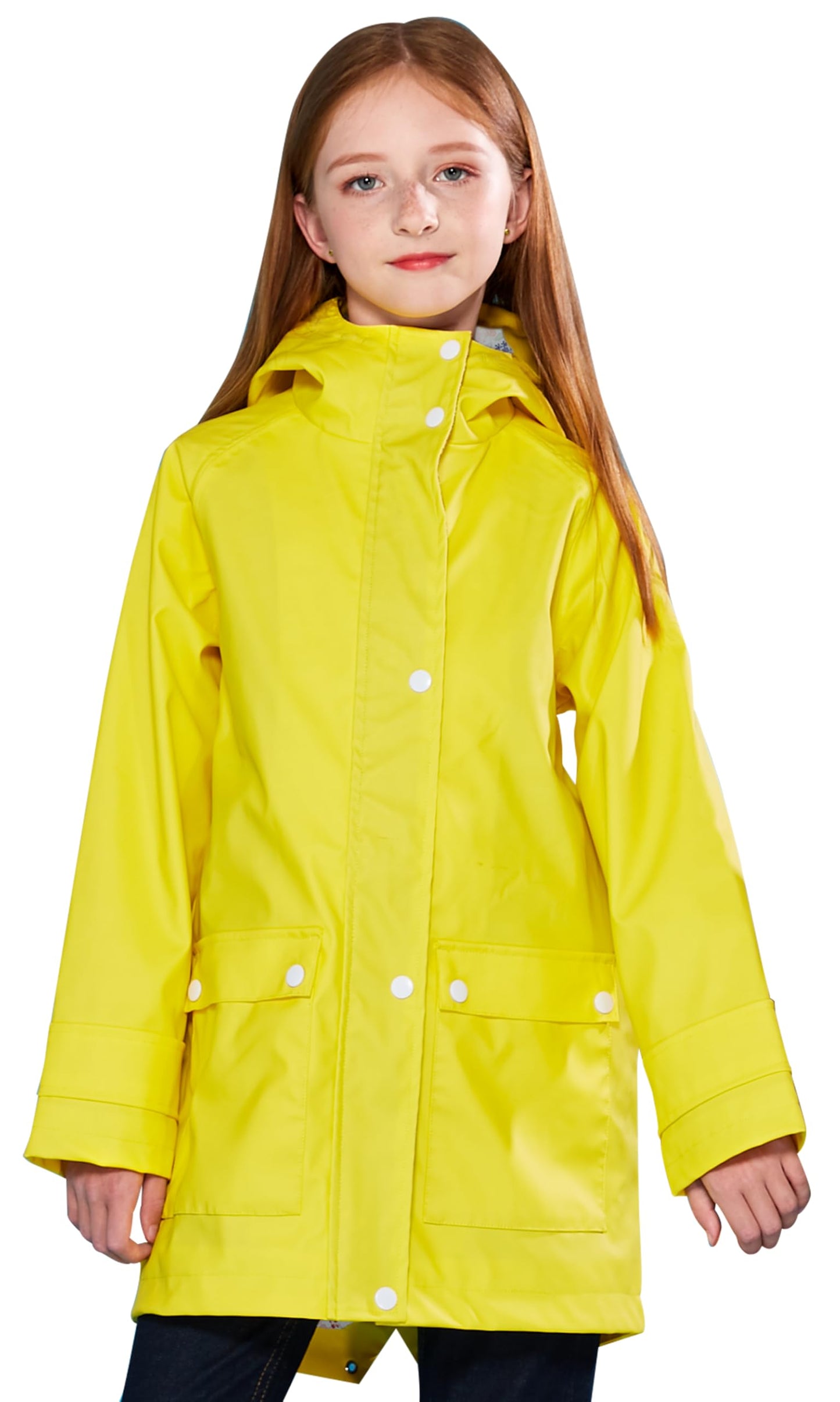 SOLOCOTE Kinder Regenjacke mit Kapuze gefüttert Gummi Regenmäntel für Mädchen Jungen Wasserdicht Winddicht Größe